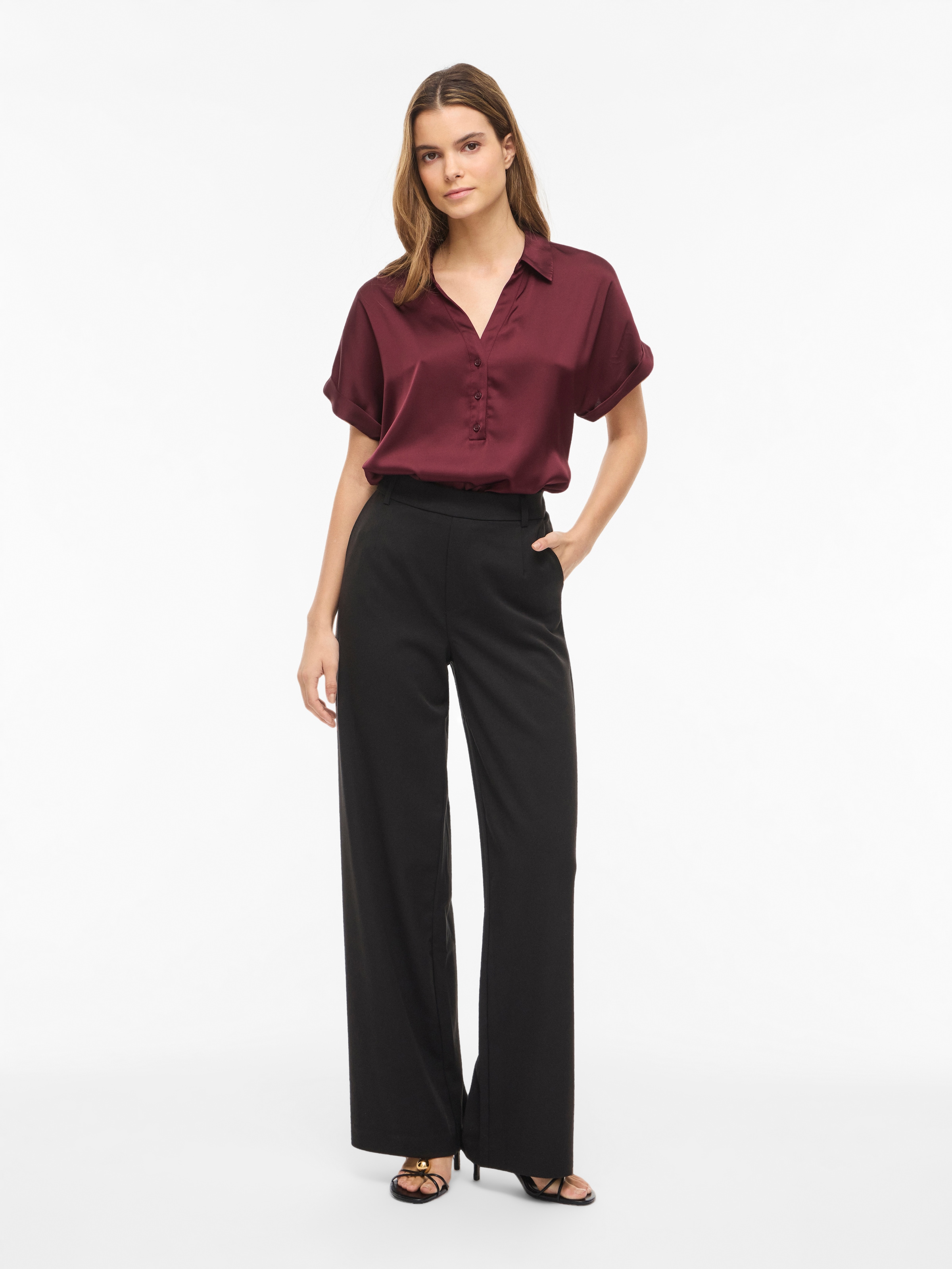 Vila Kurzarmbluse »VIENNA RAVENNA S/S TOP - NOOS« Kunstfaser, regular fit