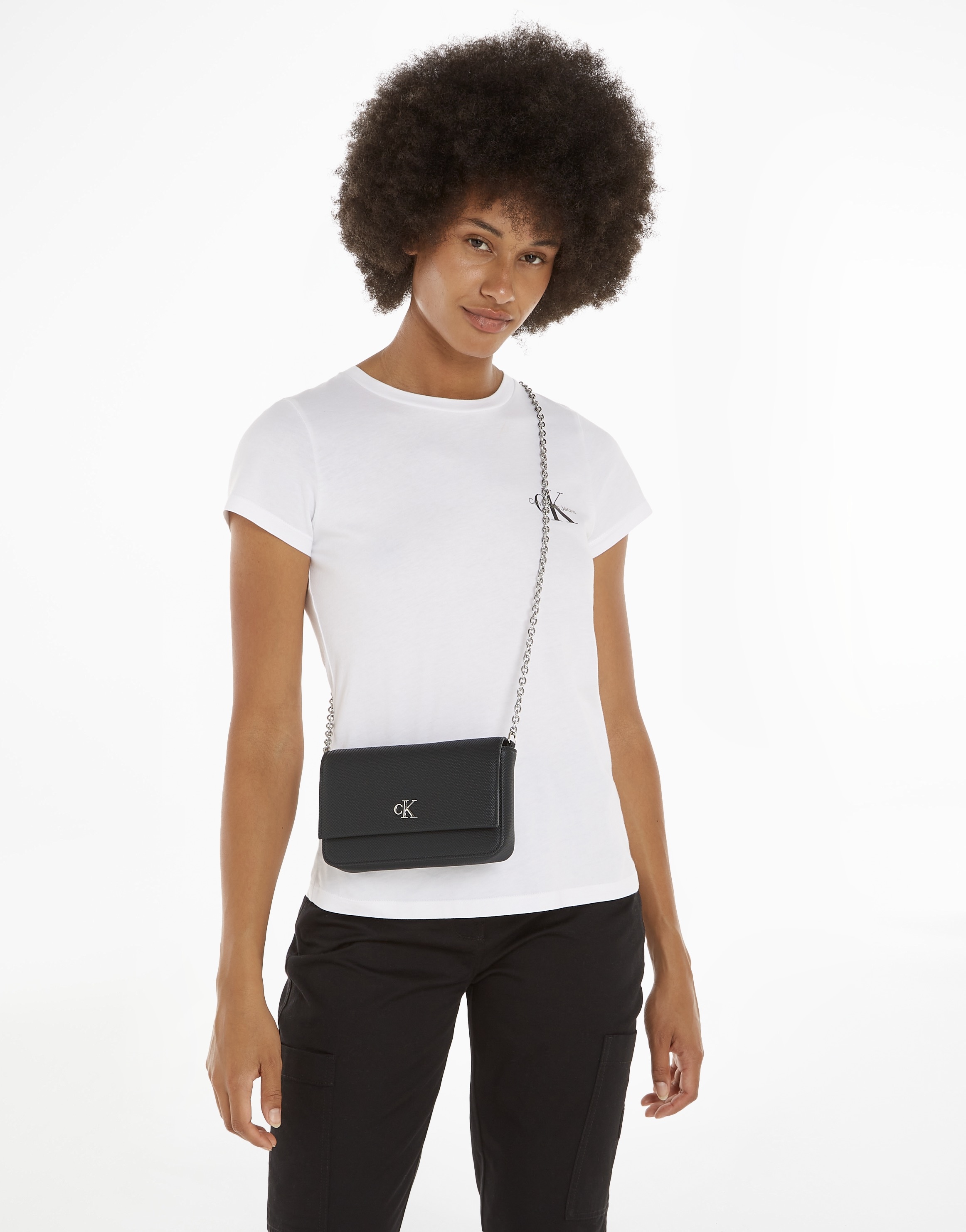 Calvin Klein Jeans Handytasche »MINIMAL MONOGRAM W PH/CB19 T«, Handtasche Damen Tasche Damen Kettenschultertasche Recyceltes Material