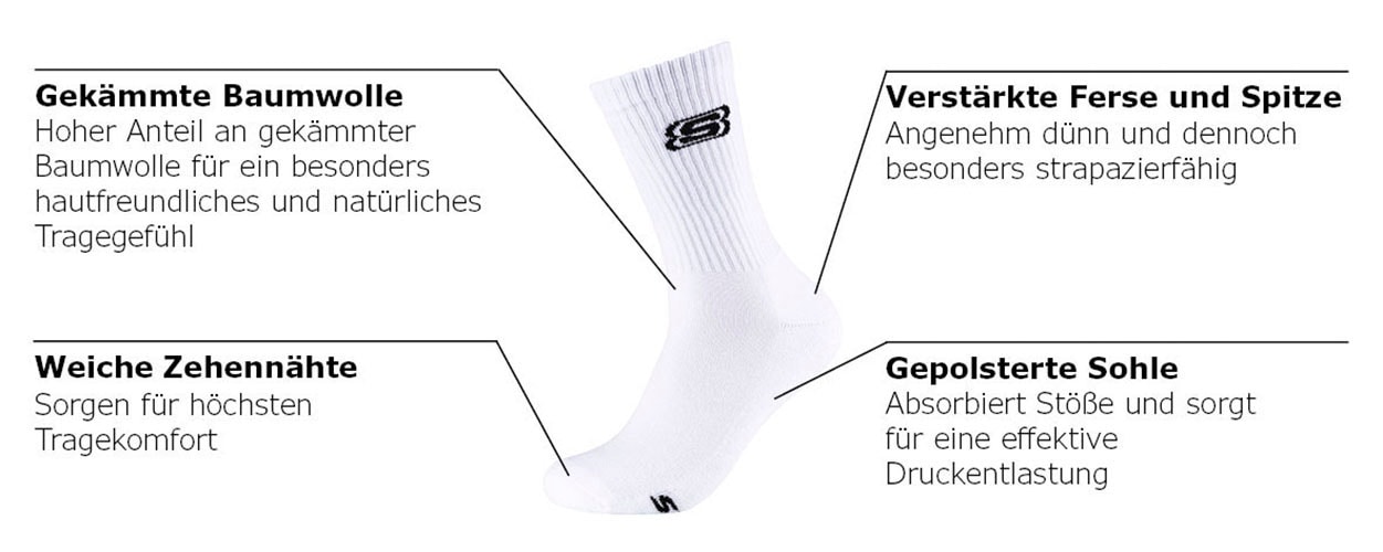 Skechers Socken »cushioned«, (4 Paar), mit verstärkter Ferse & Spitze für lange Haltbarkeit