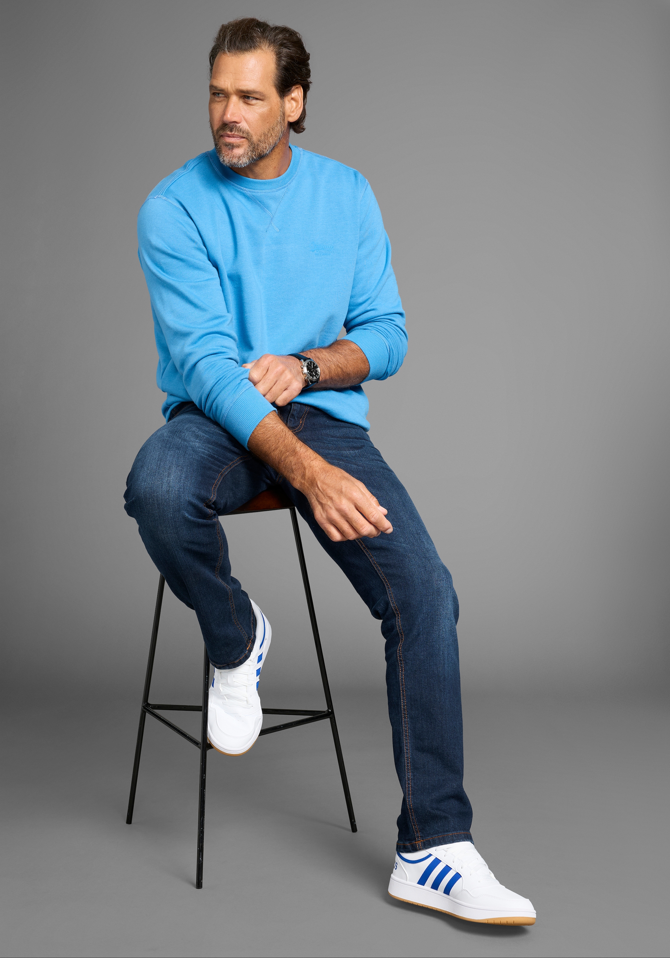 Man's World Sweatshirt, Langarm, Basic-Stil, unifarben, Rundhalsausschnitt