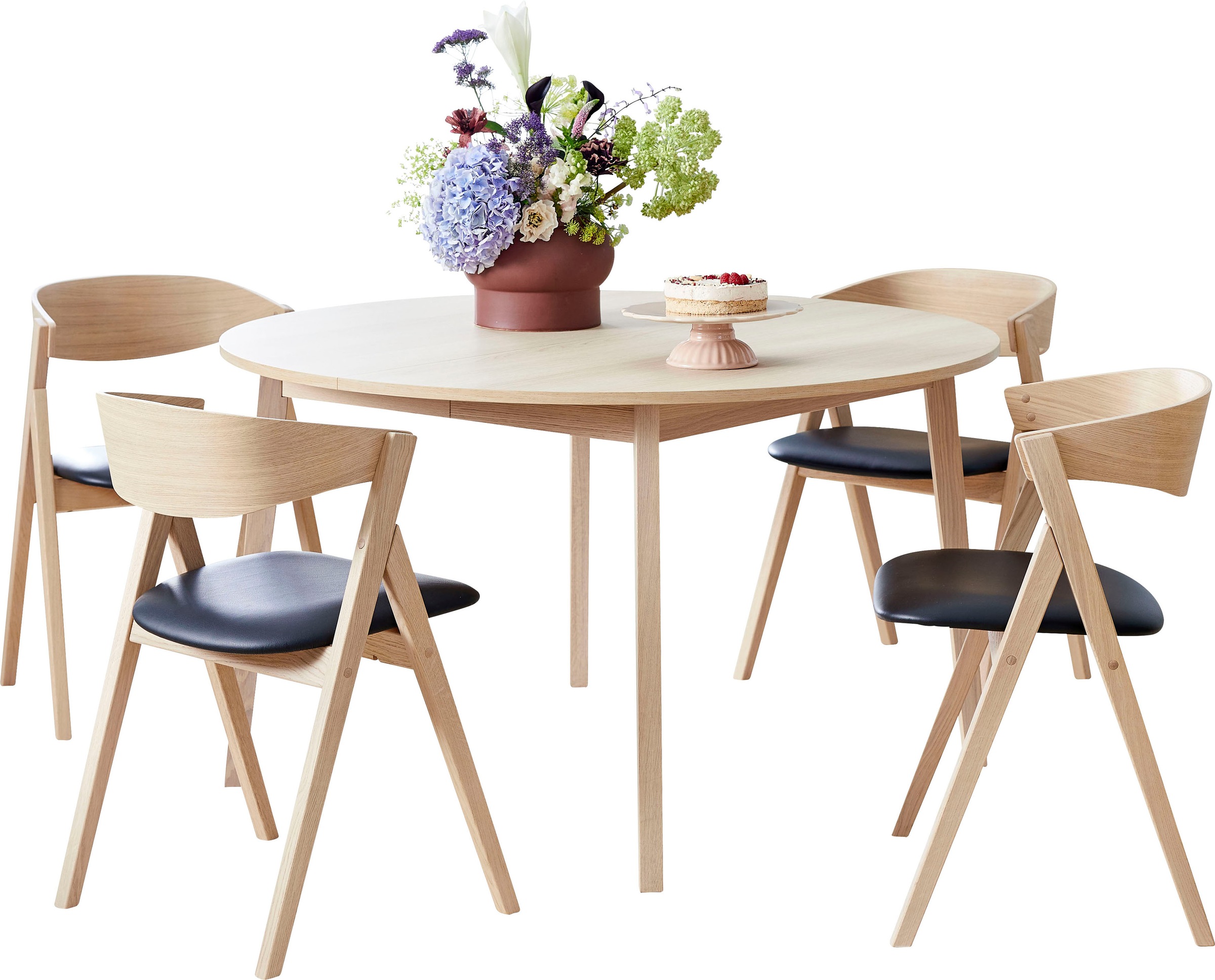 Thumbnail - Hammel Furniture Essgruppe "Findahl/Basic by Hammel Single/City" Set, 5 Stk. tlg. mit Single Esstisch Ø130 cm inkl. 2 Ei...