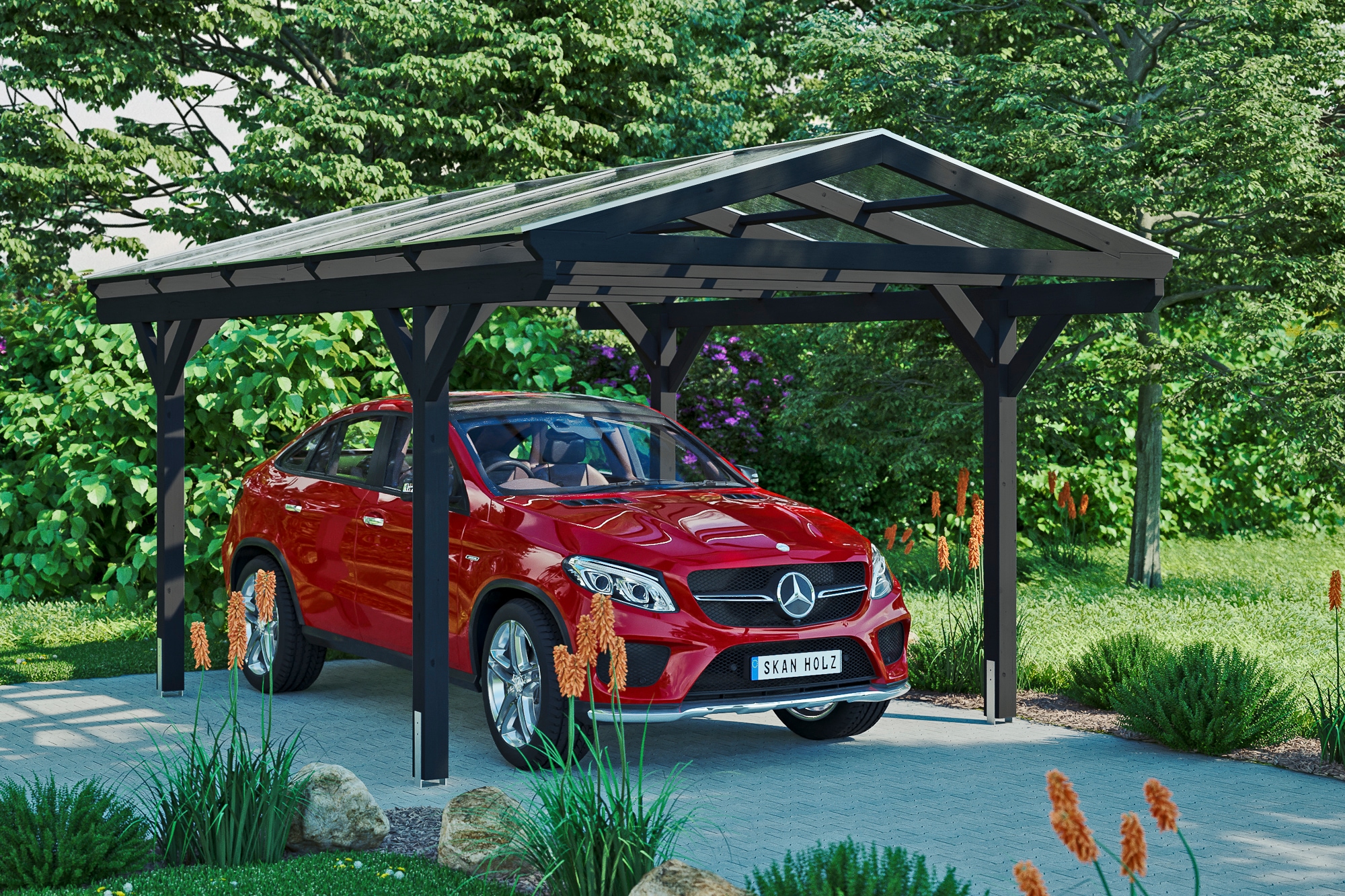 Skanholz Einzelcarport »Westerwald«, Holz, 326 cm, Anthrazit