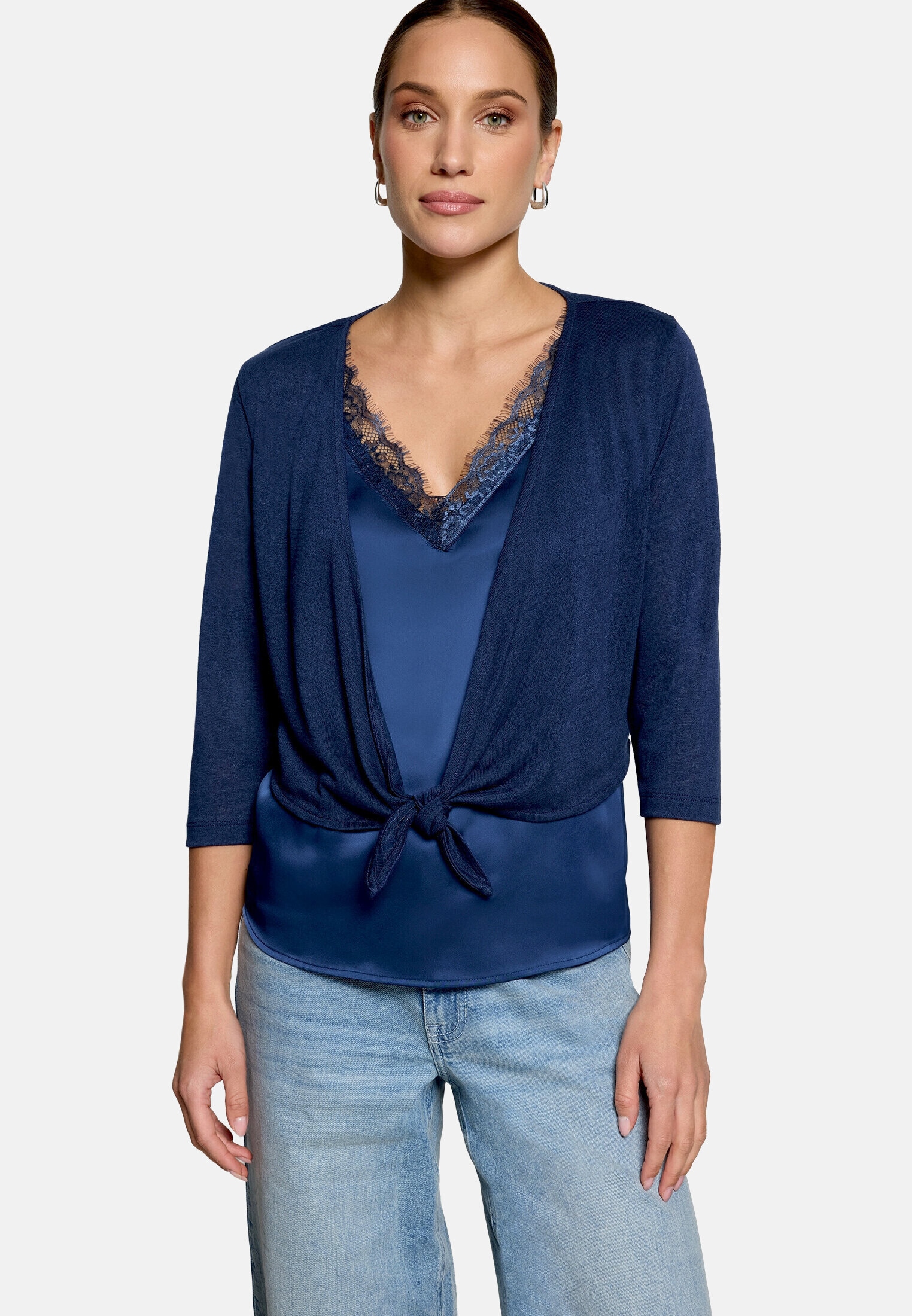 Zero Sweatjacke »Damen mit 3/4 Arm« Wickel-Design