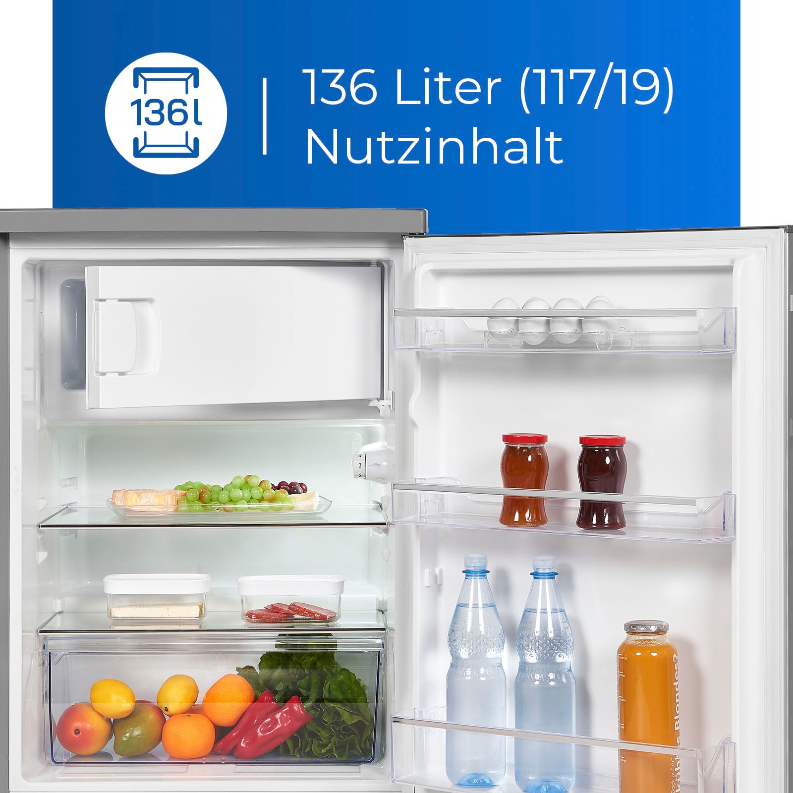 exquisit Kühlschrank, KS18-4-H-170E weiss, 85,0 cm hoch, 60,0 cm breit