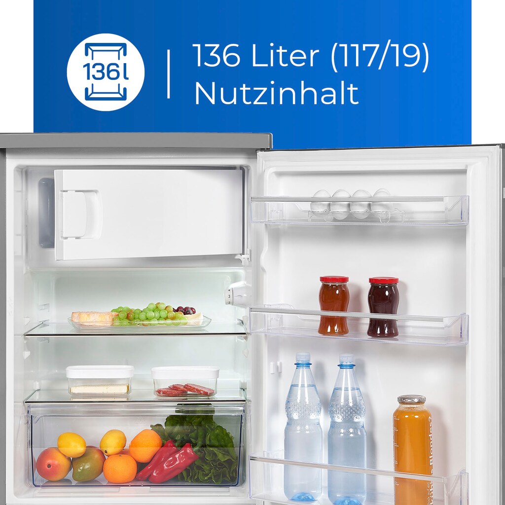 exquisit Kühlschrank, KS18-4-H-170E inoxlook, 85,0 cm hoch, 60,0 cm breit, 136 L Volumen, 4 Sterne Gefrieren