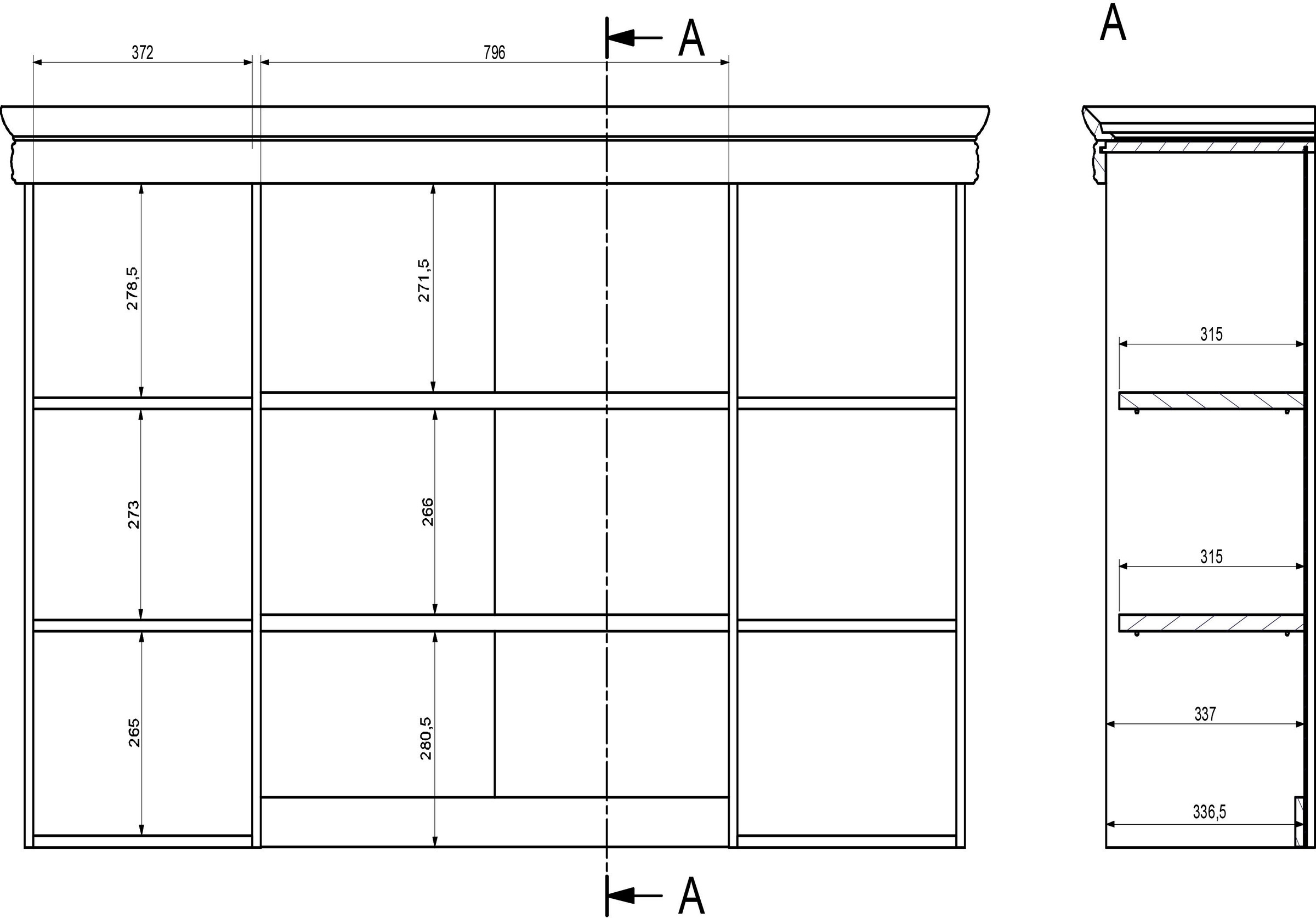 Home affaire Buffet »Royal«, Breite ca. 168 cm