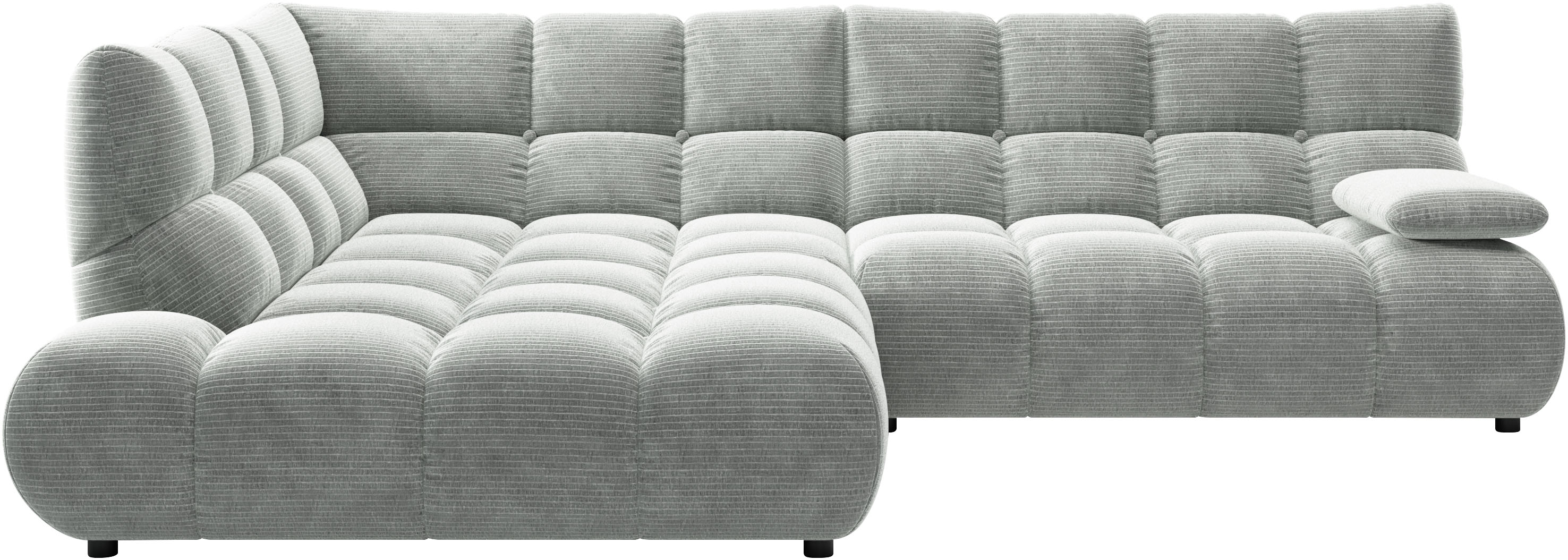 Home affaire Ecksofa "Cozy Bubble, mit klappbarer Armlehne, Breite 289 cm" mit eleganter Steppung, Rundumbezug & weicher Polsterung