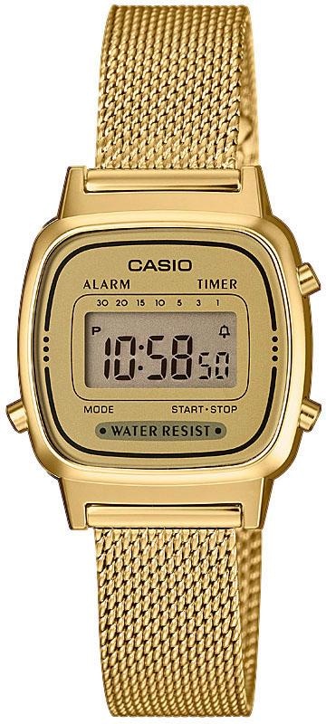 CASIO VINTAGE Damen Chronograph, gold, Armbanduhren, Quarzuhr, Armbanduhr, Damenuhr, Digitaluhr, Datum, Edelstahlarmband