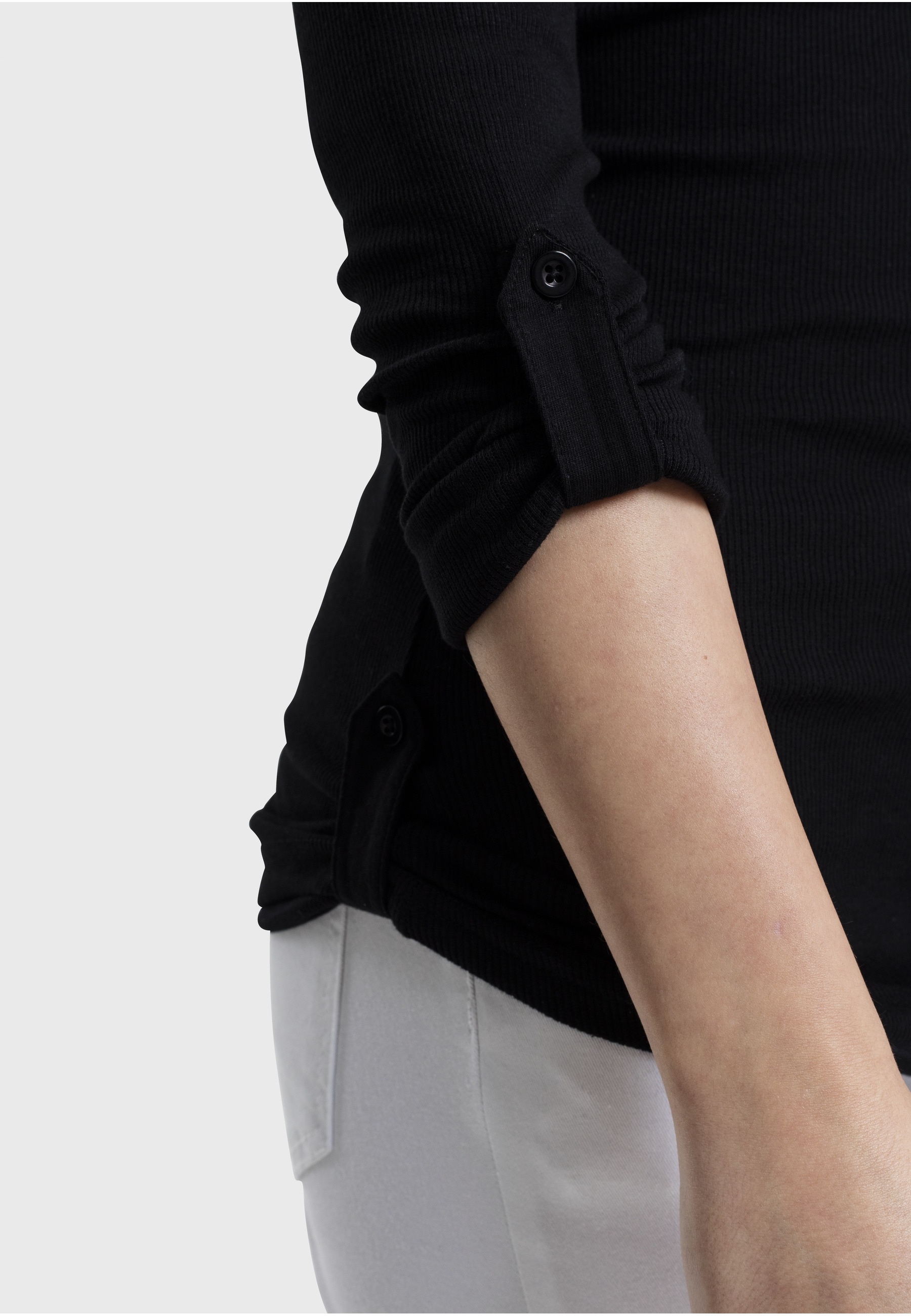 URBAN CLASSICS Longsleeve »Urban Classics Damen Ladies Long Rib Pocket Turnup Tee« 1 Stk.