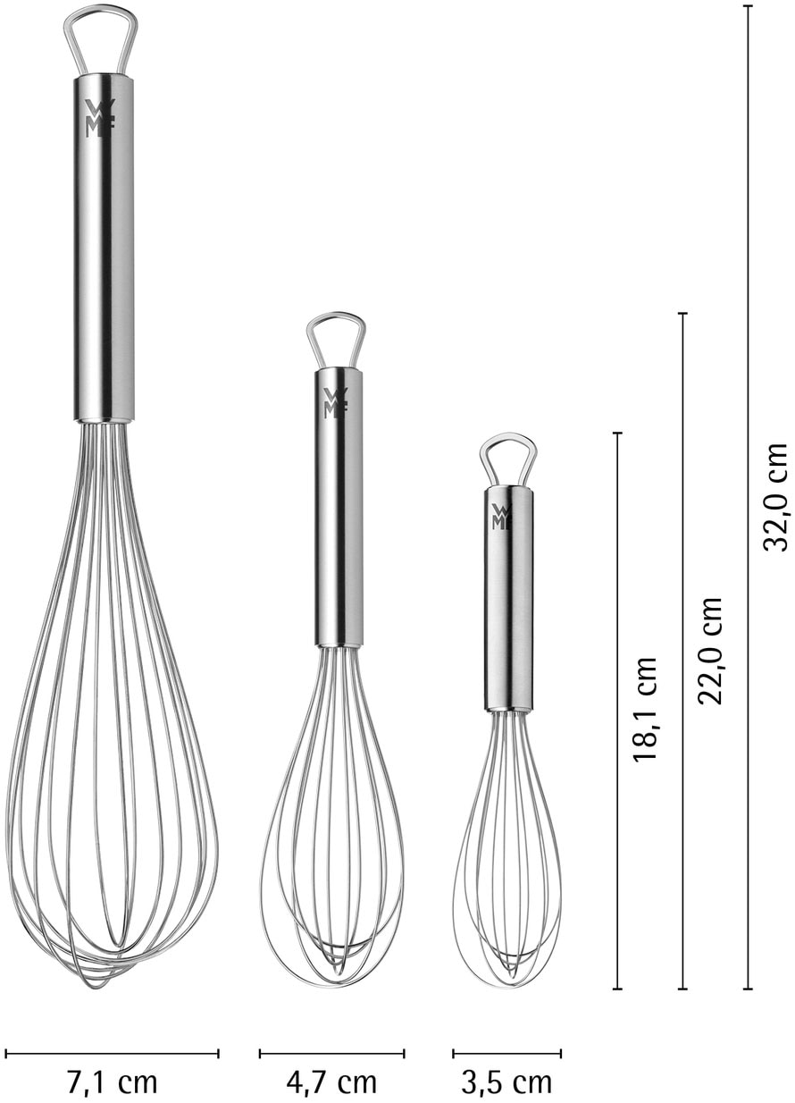 WMF Schneebesen »Profi Plus, 3-tlg. Set« Aufbewahrungsösen, spülmaschinengeeignet, robust und langlebig