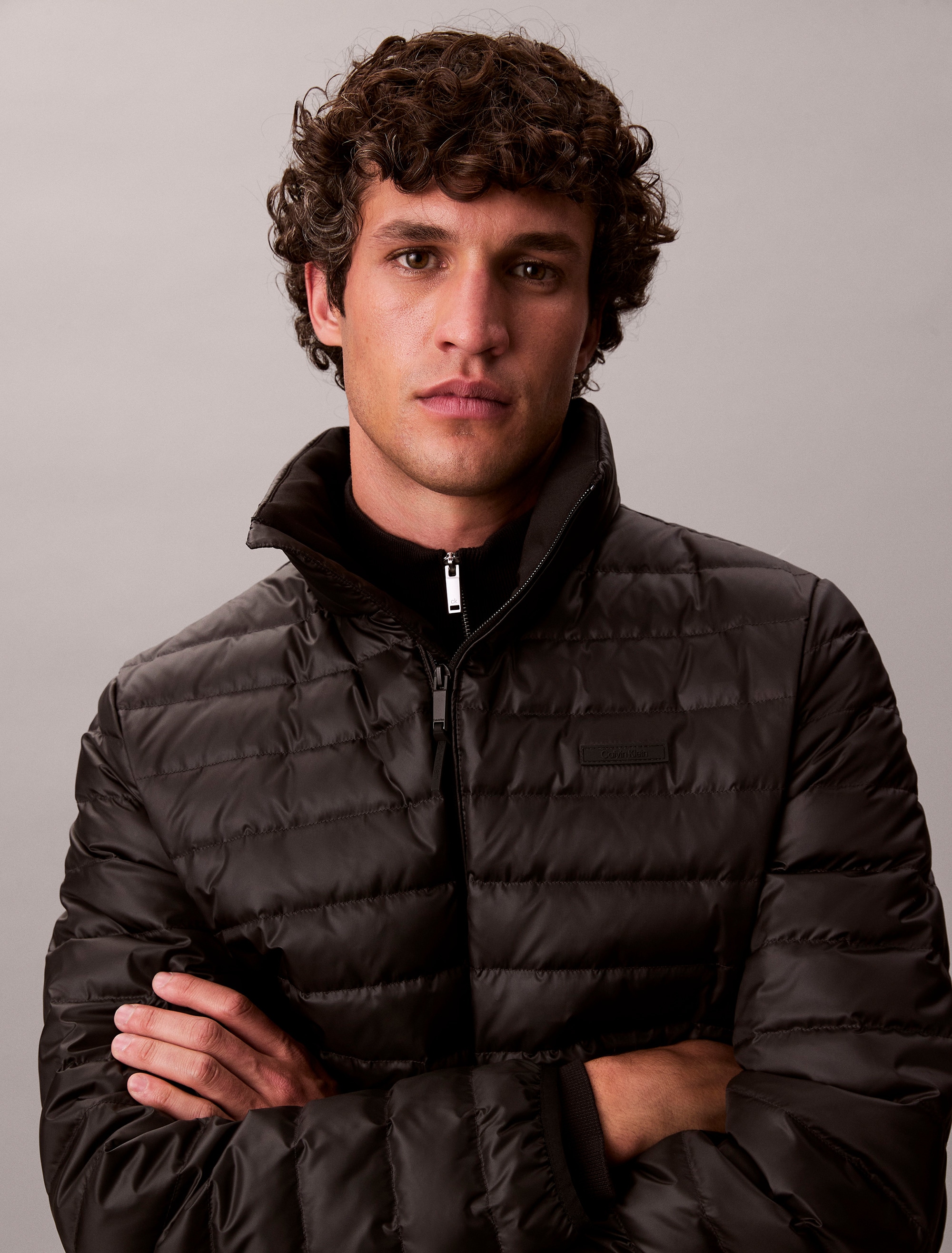 Calvin Klein Steppjacke »LS LT WT NYLN CHNNLD«, ohne Kapuze, Mit Rundhalsausschnitt