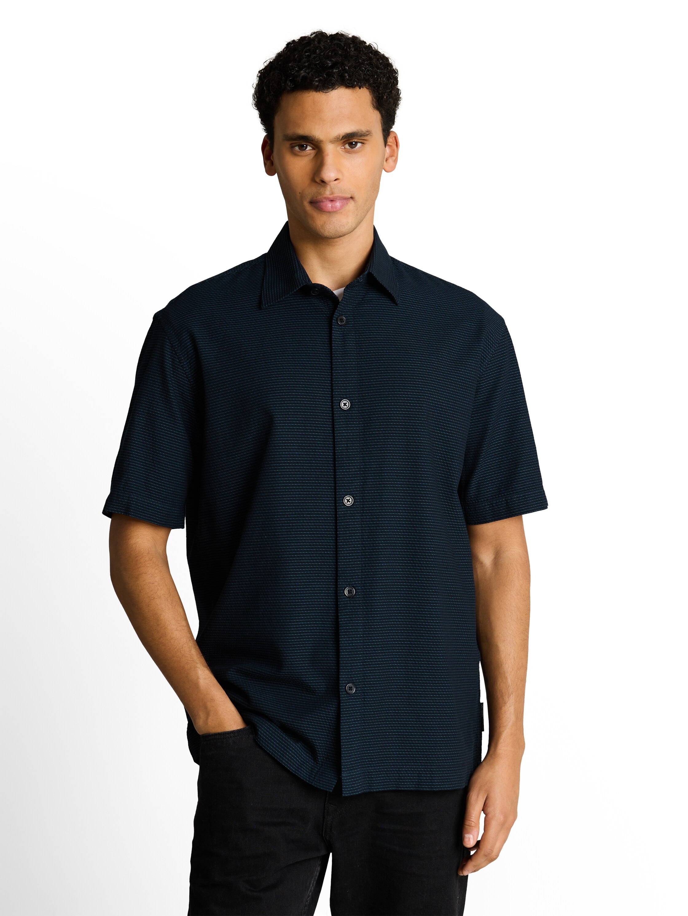 TOM TAILOR Denim Kurzarmshirt mit Streifen Muster