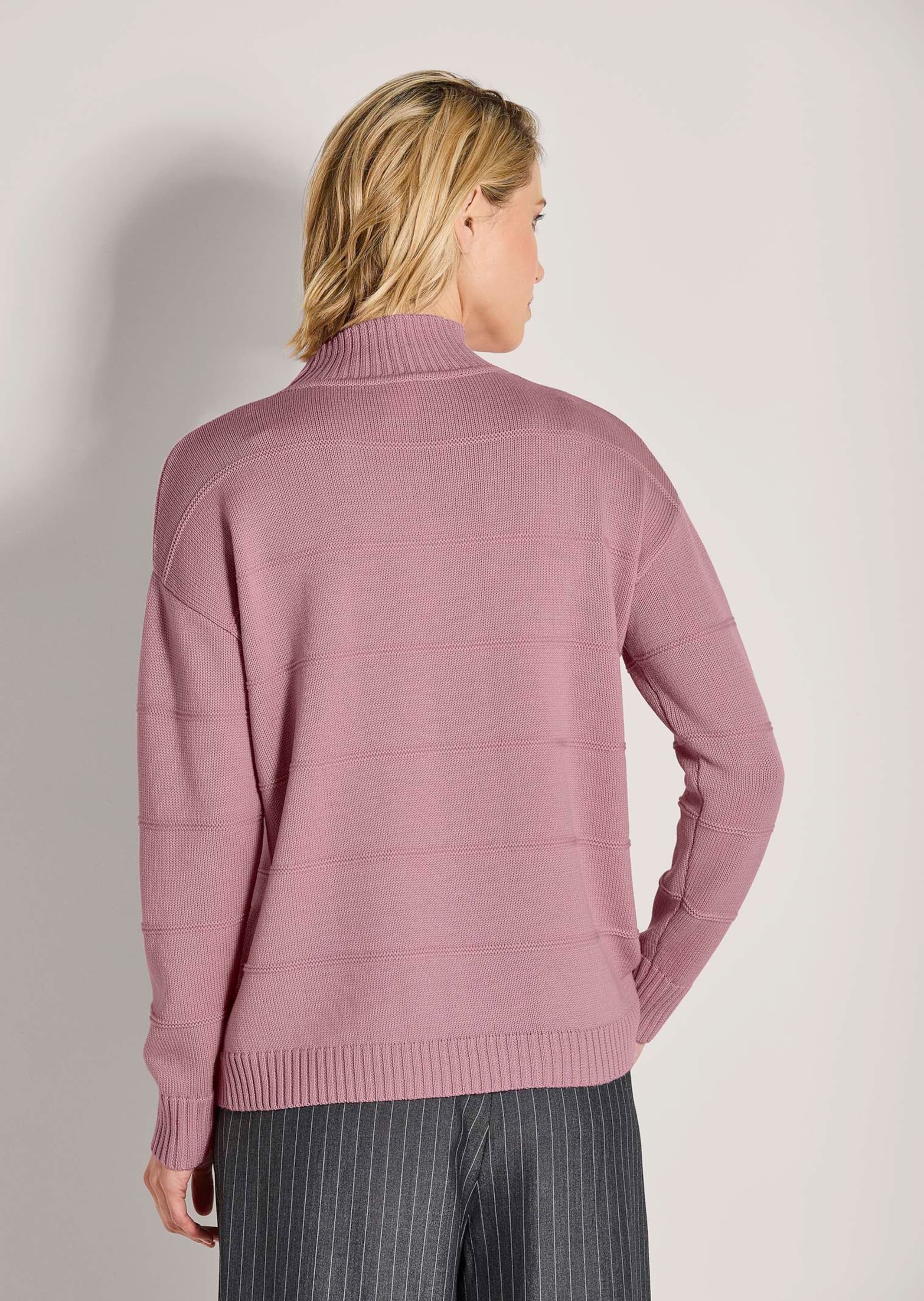 MADELEINE Stehkragenpullover »Strickpullover Eleganter Wollpullover mit Querstruktur« Strukturstrick