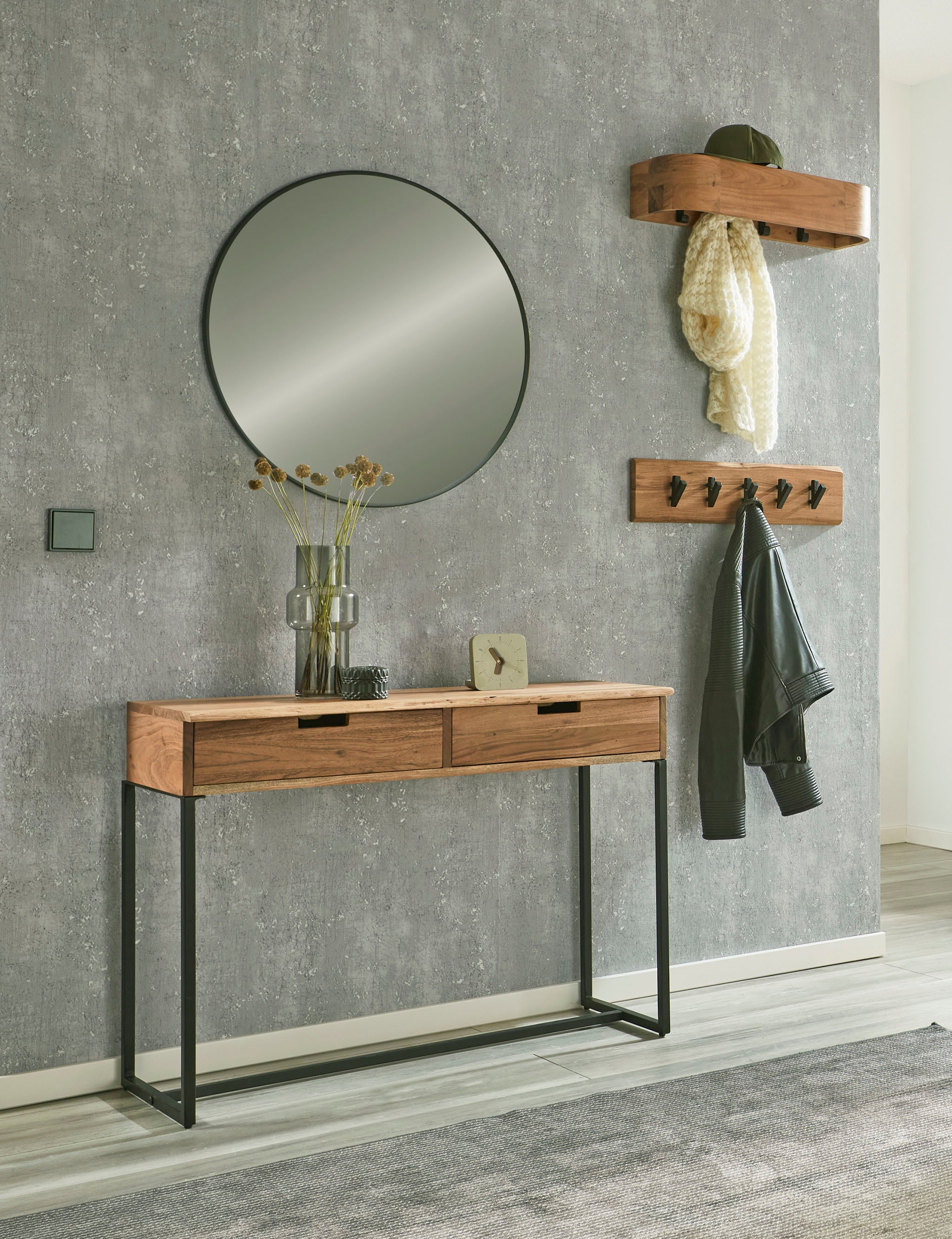 HAKU Wandgarderobe »Wandgarderobe« 1 Stk. tlg. rechteckig - aus Massivholz Braun - B/T/H 60/20/13 cm