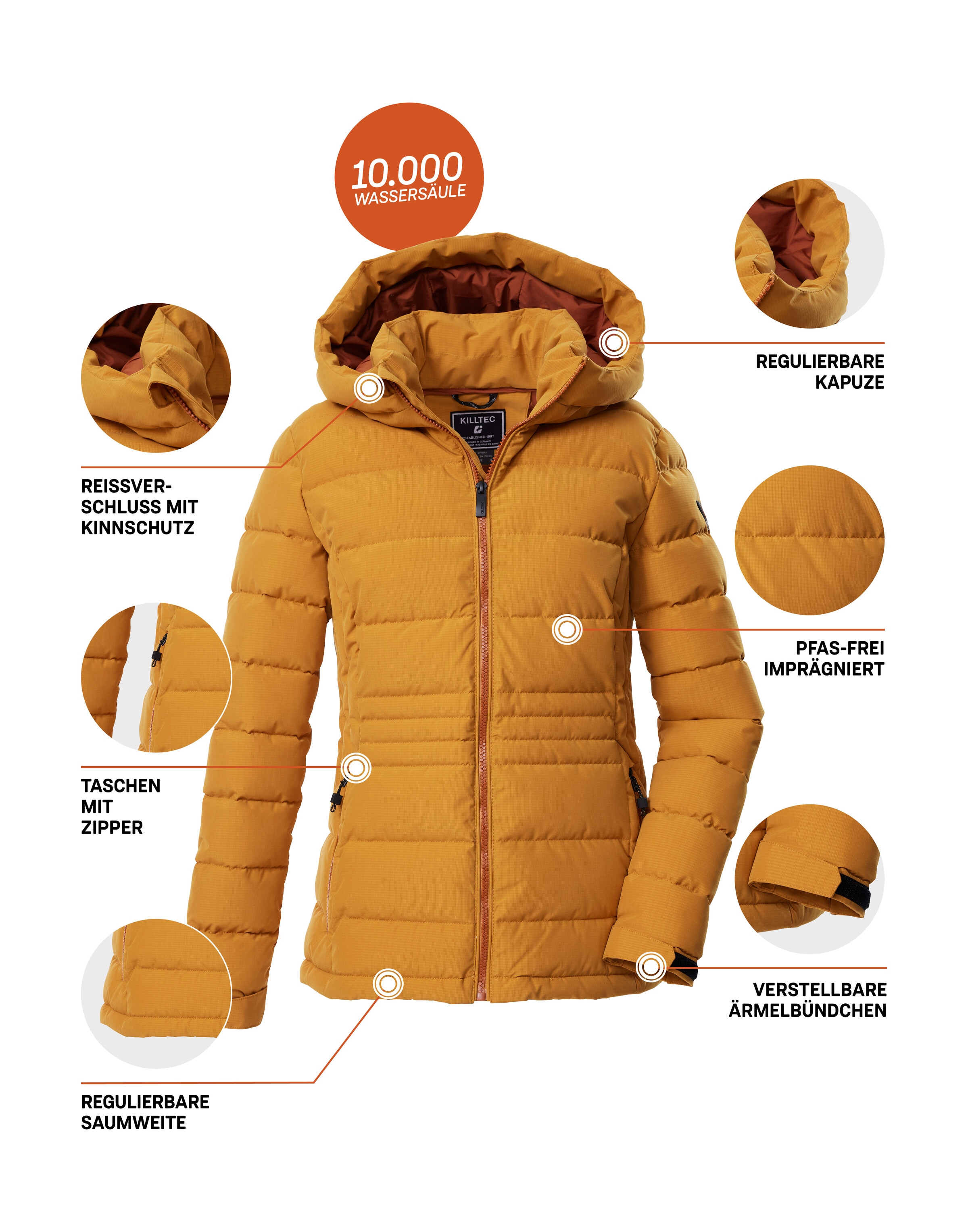 Killtec Steppjacke »KOW 10 WMN QLTD JCKT« Winddichte, wasserabweisende Damen Steppjacke mit verstellbarer Kapuze