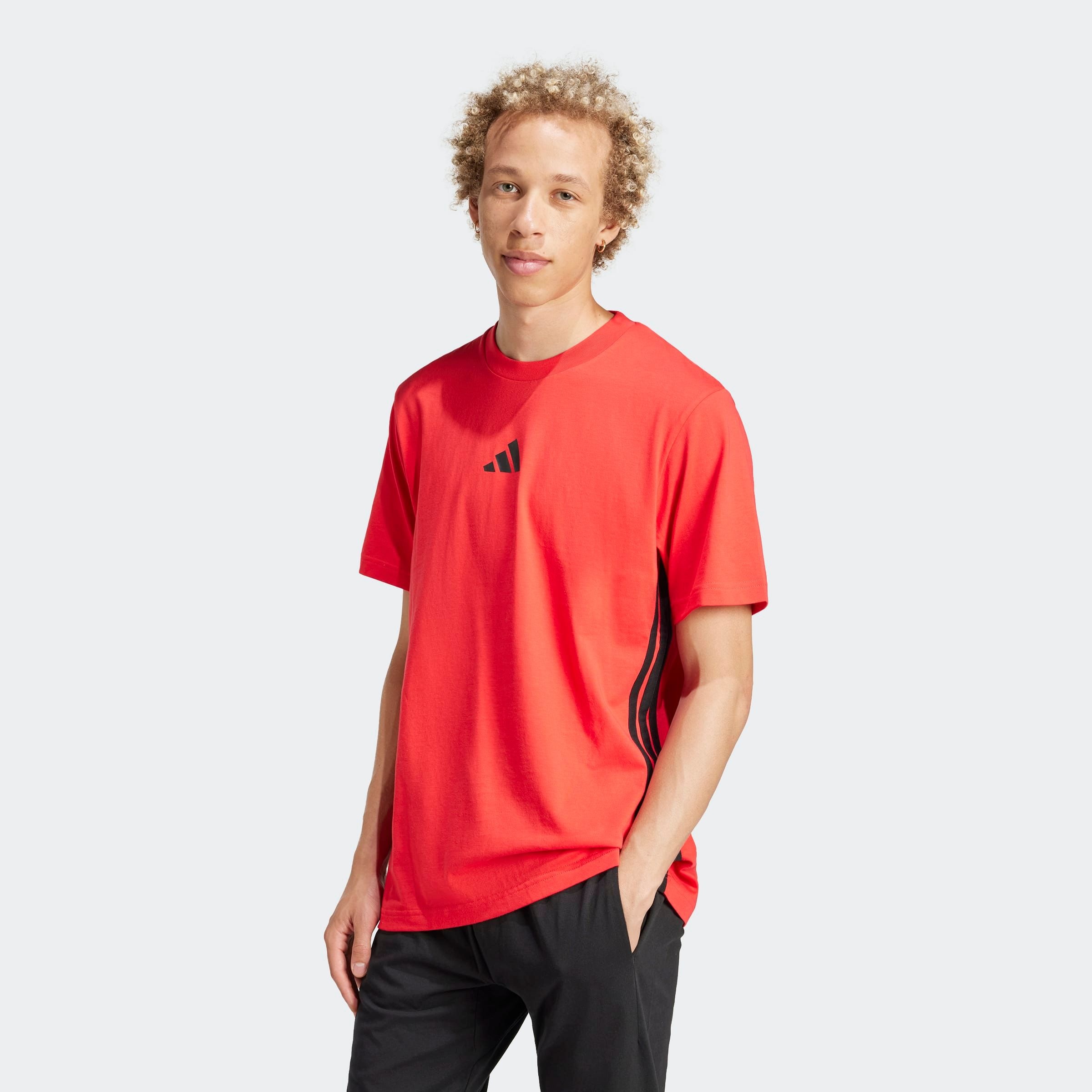 adidas Sportswear T-Shirt "ESSENTIALS 3-STREIFEN SINGLE JERSEY" mit Rundhalsausschnitt, ohne Verschluss, aus Baumwolle