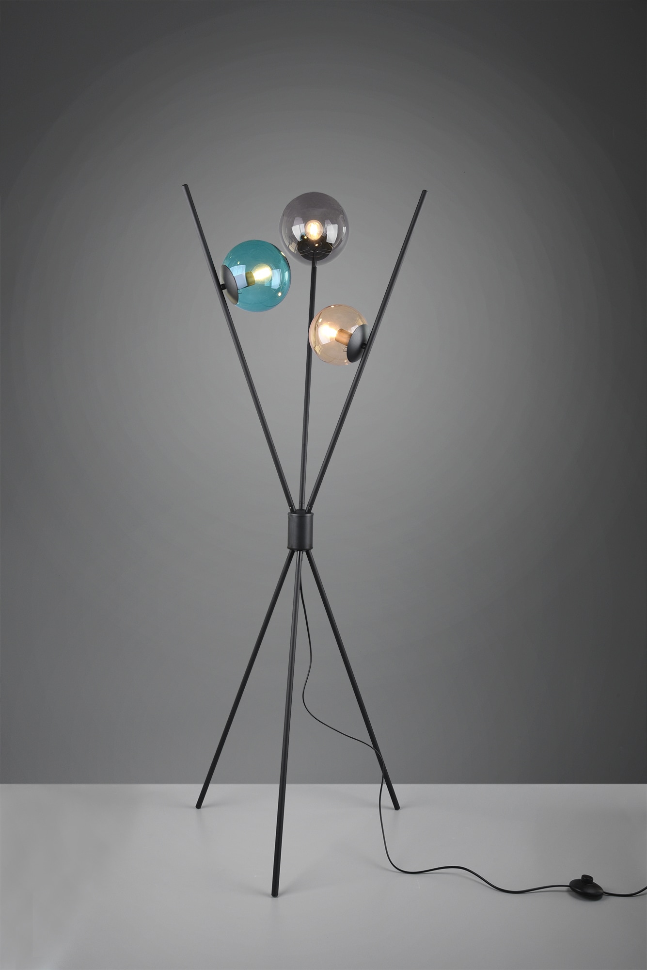 TRIO Leuchten Stehlampe »Lance«, 3 flammig-flammig, Fußschalter, Leuchtmittel tauschbar