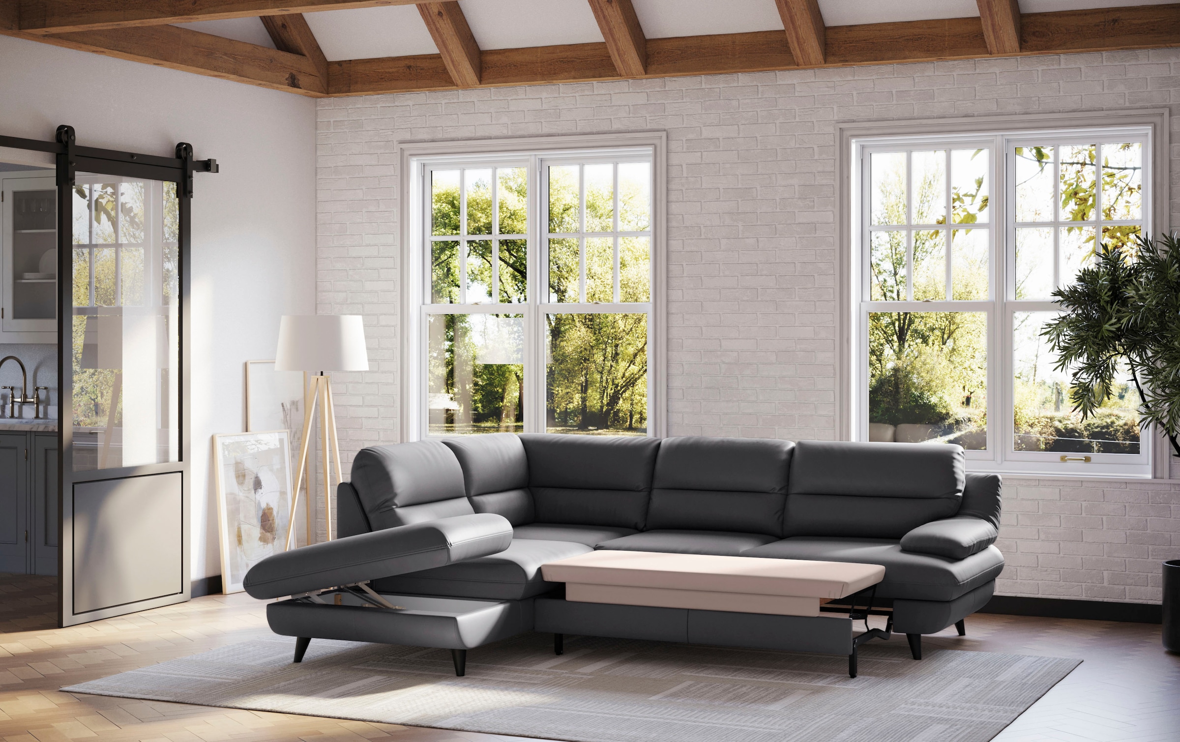 COTTA Ecksofa "Pike L-Form, B: 266 cm" optional Schlaffunktion & Bettkasten