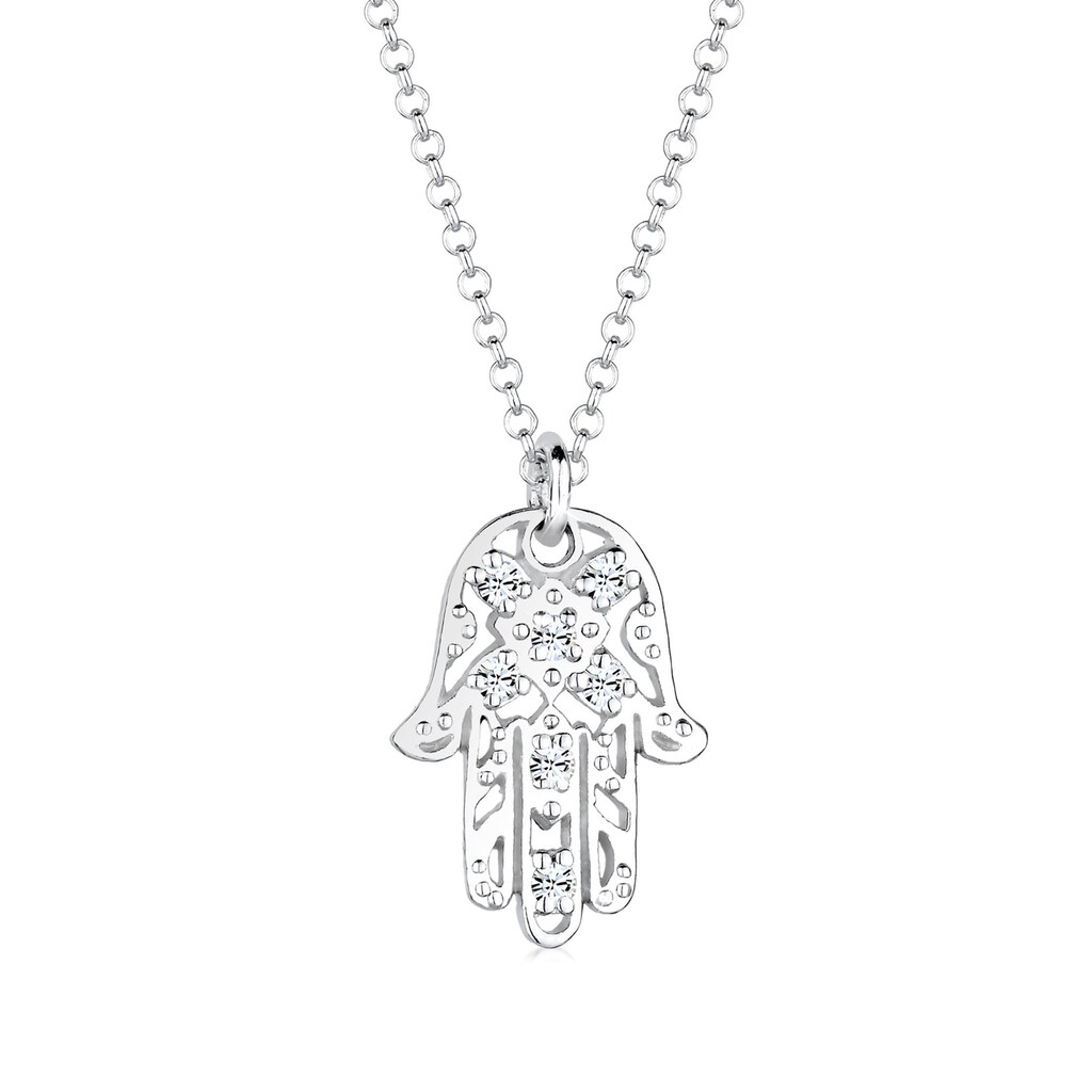 Elli Collierkettchen »Hamsa Hand der Fatima Kristalle 925 Silber«