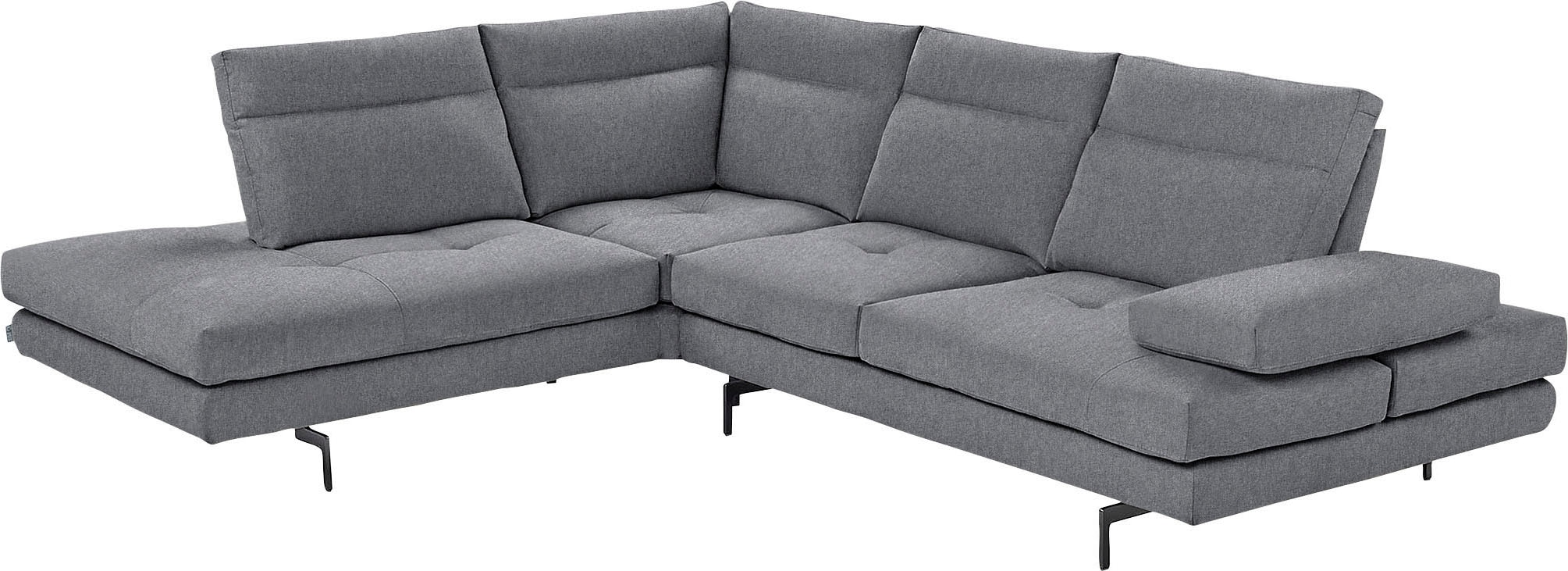 CALIA ITALIA Ecksofa "Toby Wing, B/T: 288/232 cm, Designsofa mit sensationellem Sitzkomfort" L-Form, Sitztiefenverstellung, funktionale Ecke, Füße in schwarz matt