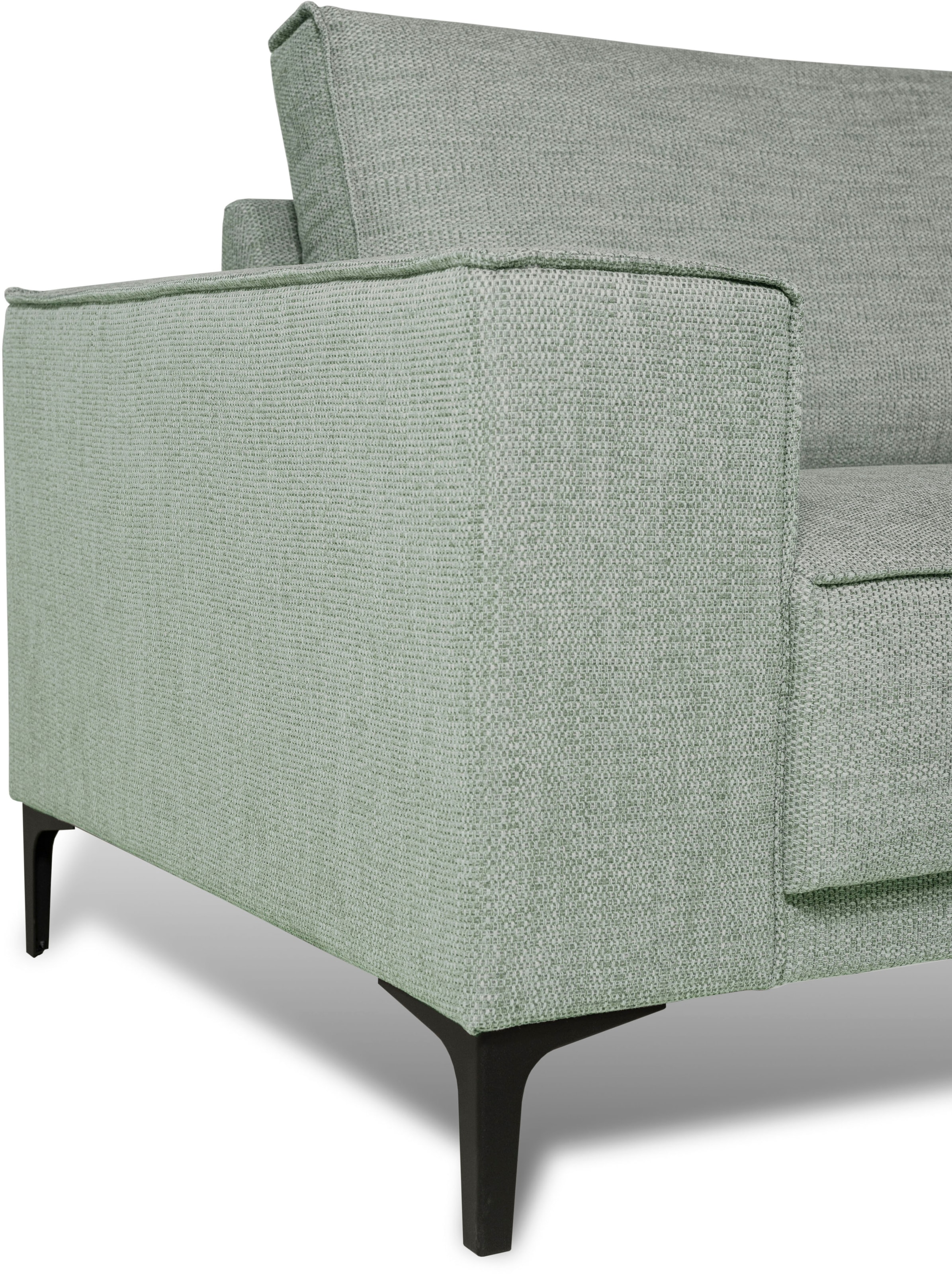 Places of Style Ecksofa »Polsterecke Oland, Struktur, Flachgewebe, Luxus-Microfaser, Boucle«, L-Form, 280 cm, Wellenunterfederung, Skandi-Design, Metallfüße