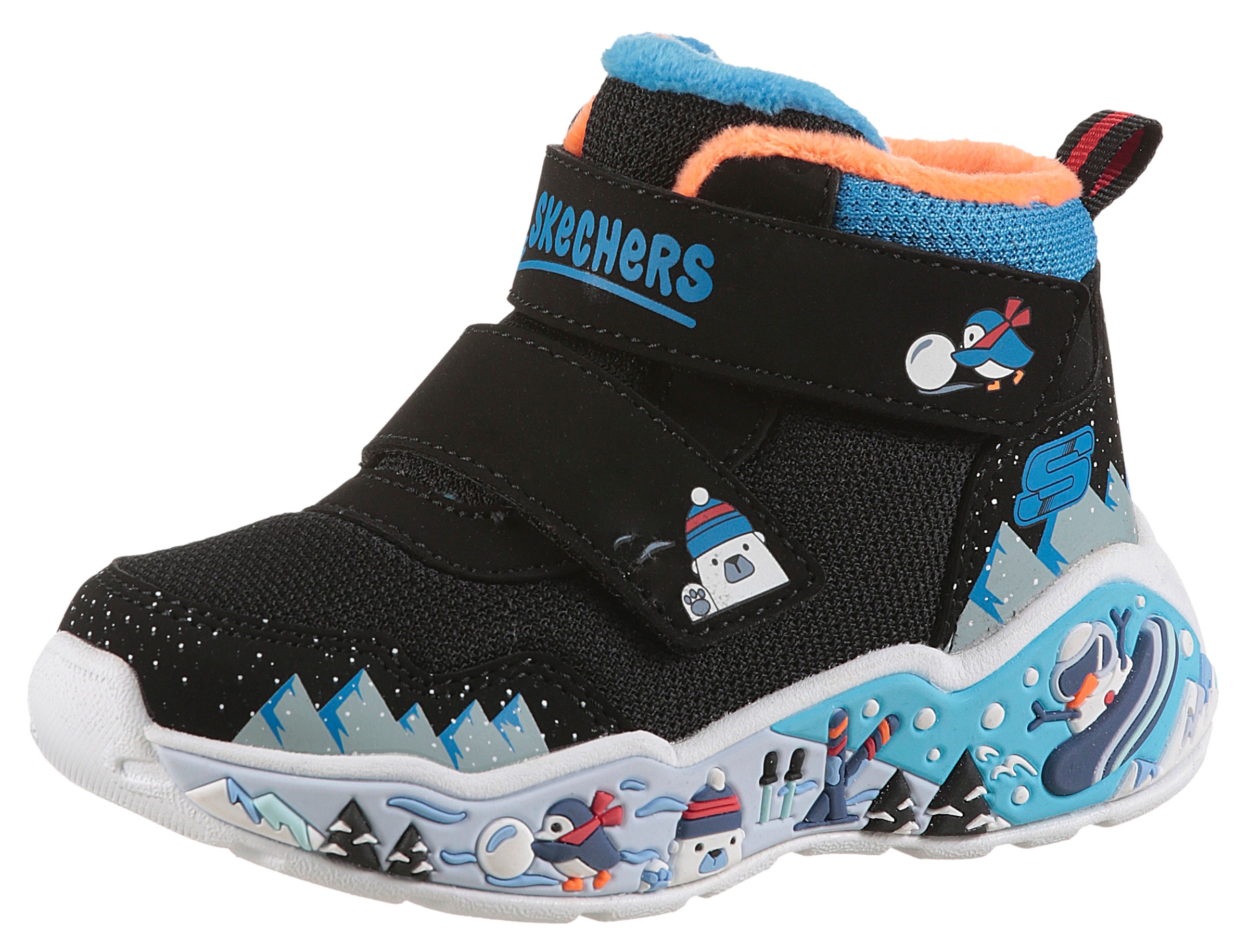 SKECHERS Mädchen Winterstiefel "PLAY SCENE", Gr. 24, schwarz, Lederimitat, Textil, animal-print, kontrastfarbene Details, Schuhe, Klettboots mit