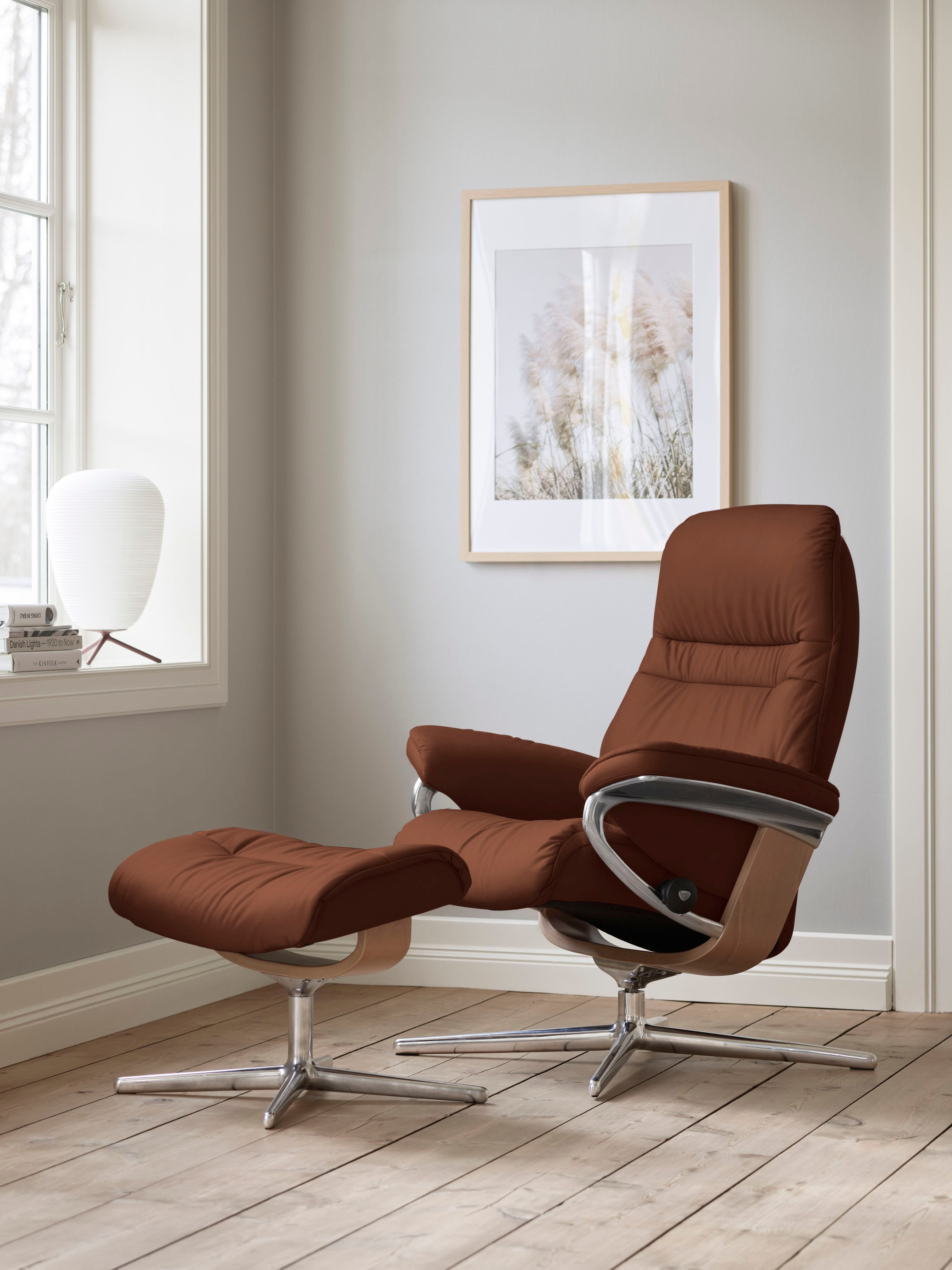 Stressless Relaxsessel "Sunrise" mit Cross Base, Größe S, M & L, Holzakzent Eiche