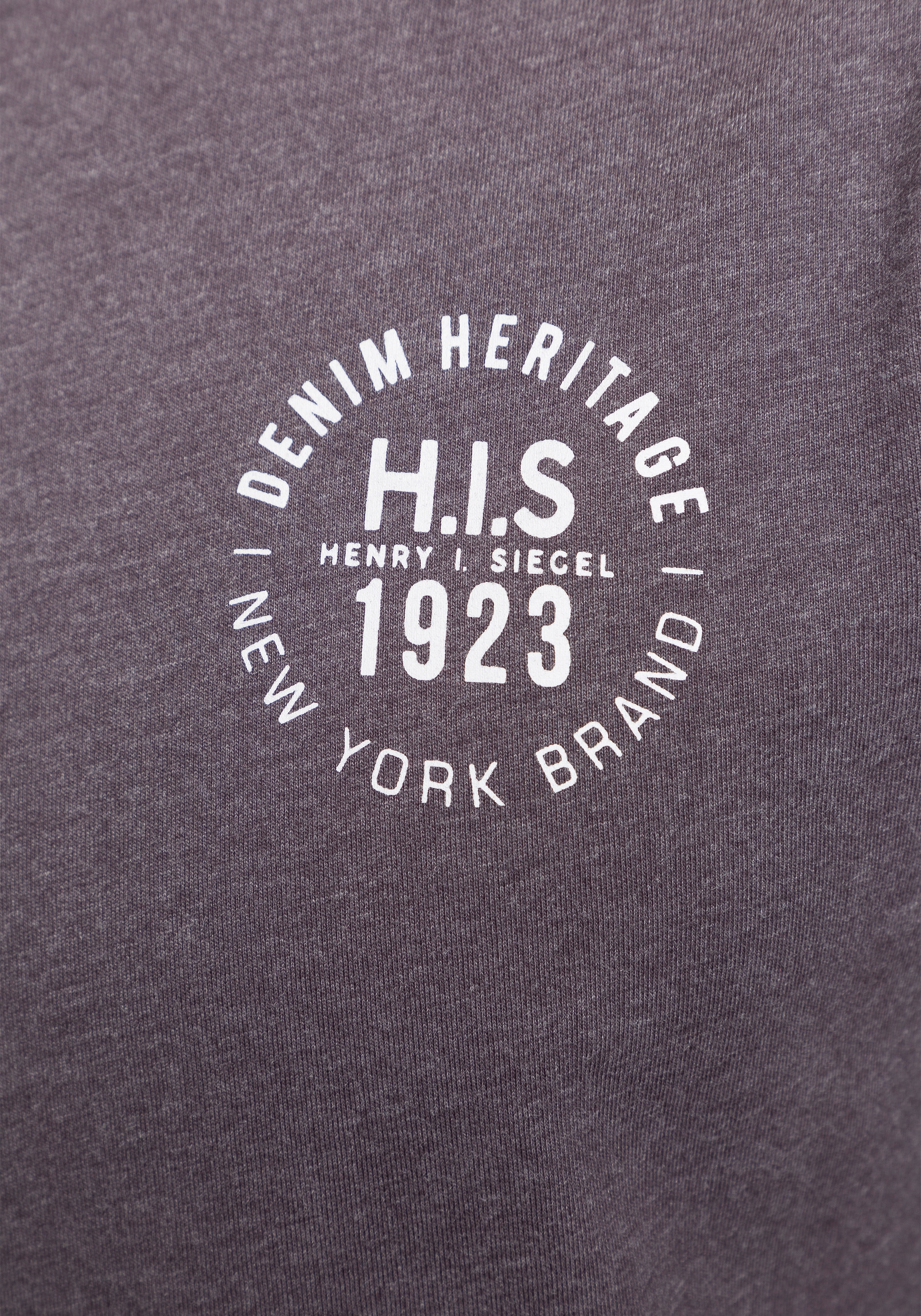 H.I.S Langarmshirt, (Packung, 2 tlg., 2er-Pack), Langarm, bedruckt, Rundhalsausschnitt, aus 100% Baumwolle