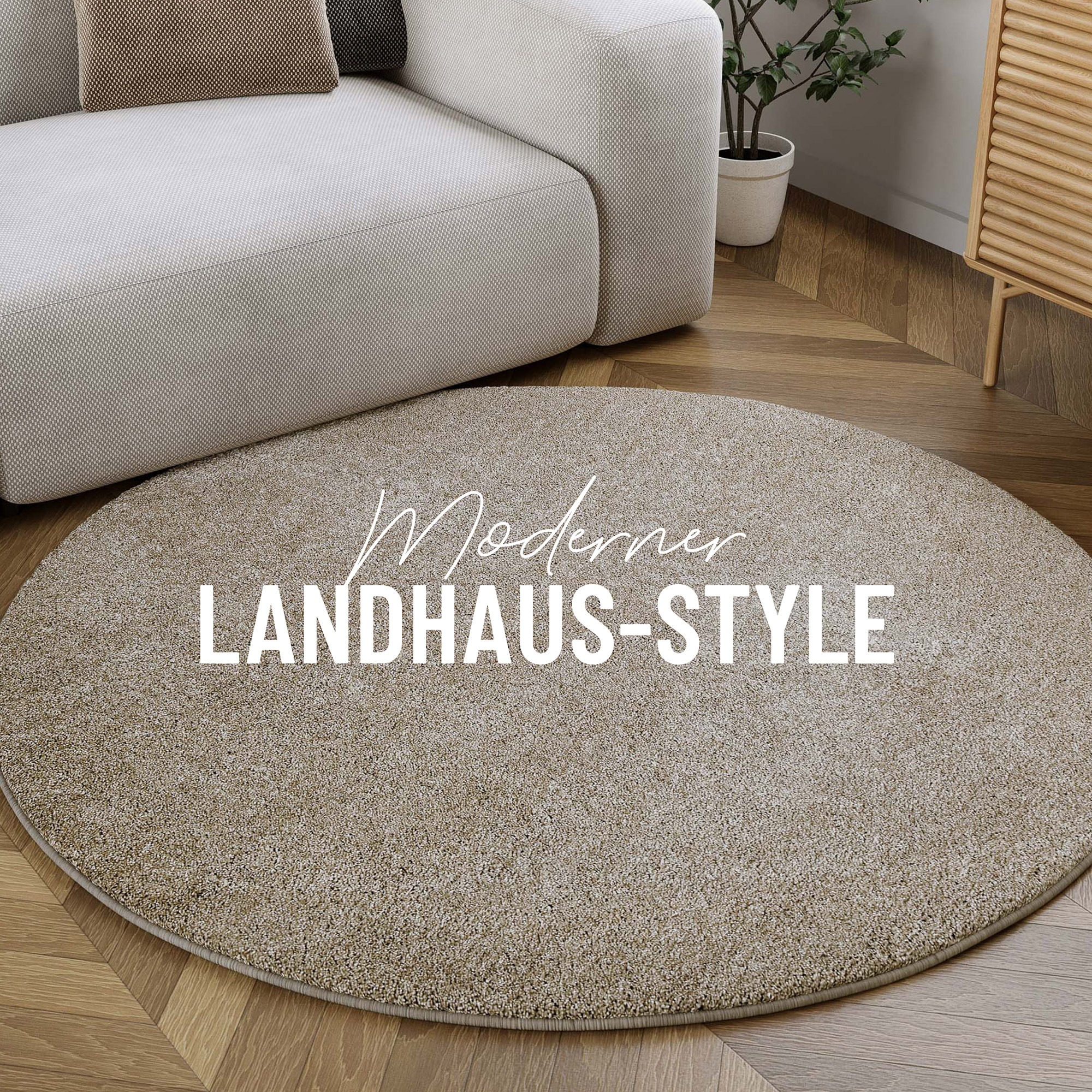 Wecon home Hochflor-Teppich »Manta«, rund, 25 mm Höhe, Langflor, maschinell gewebt, robust, Wohn- & Schlafzimmer, einfarbig