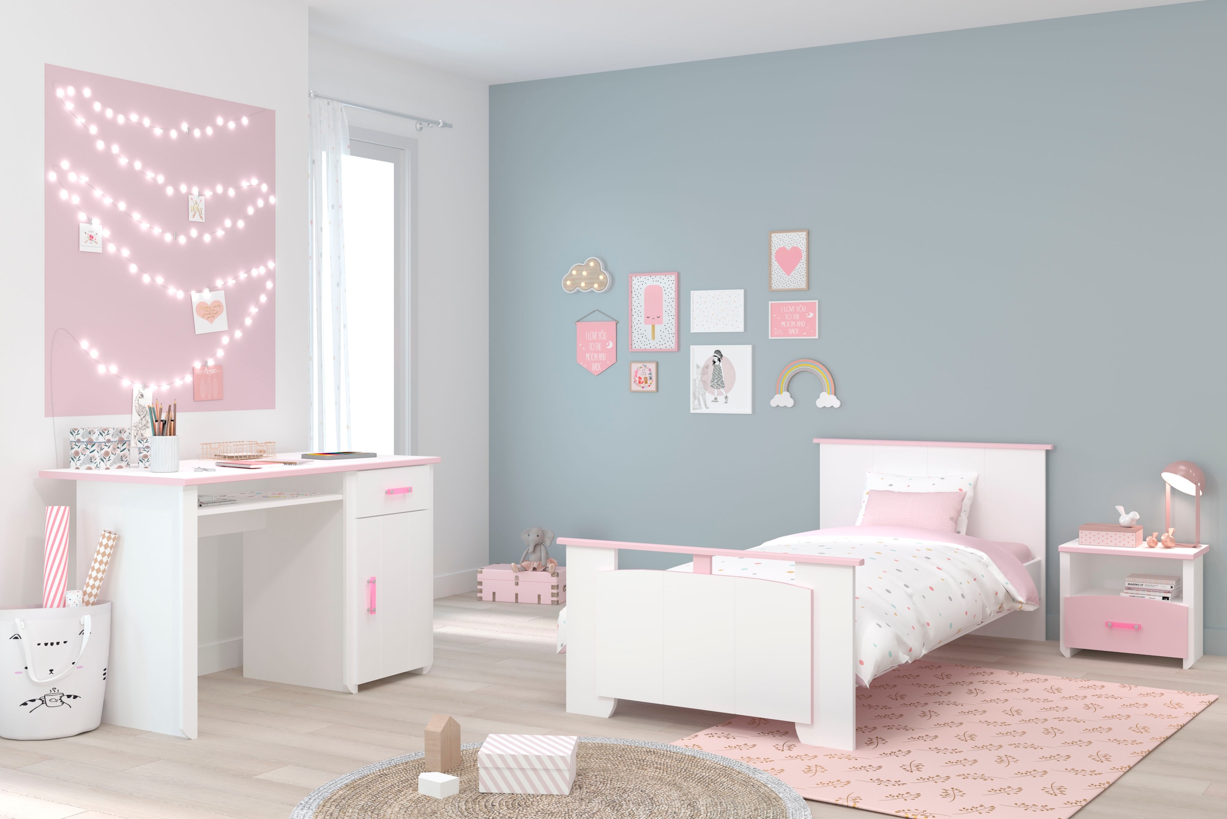 Parisot Jugendzimmer-Set "Biotiful" Bett, Nachttisch, Schreibtisch, 3 Stk. günstig online kaufen