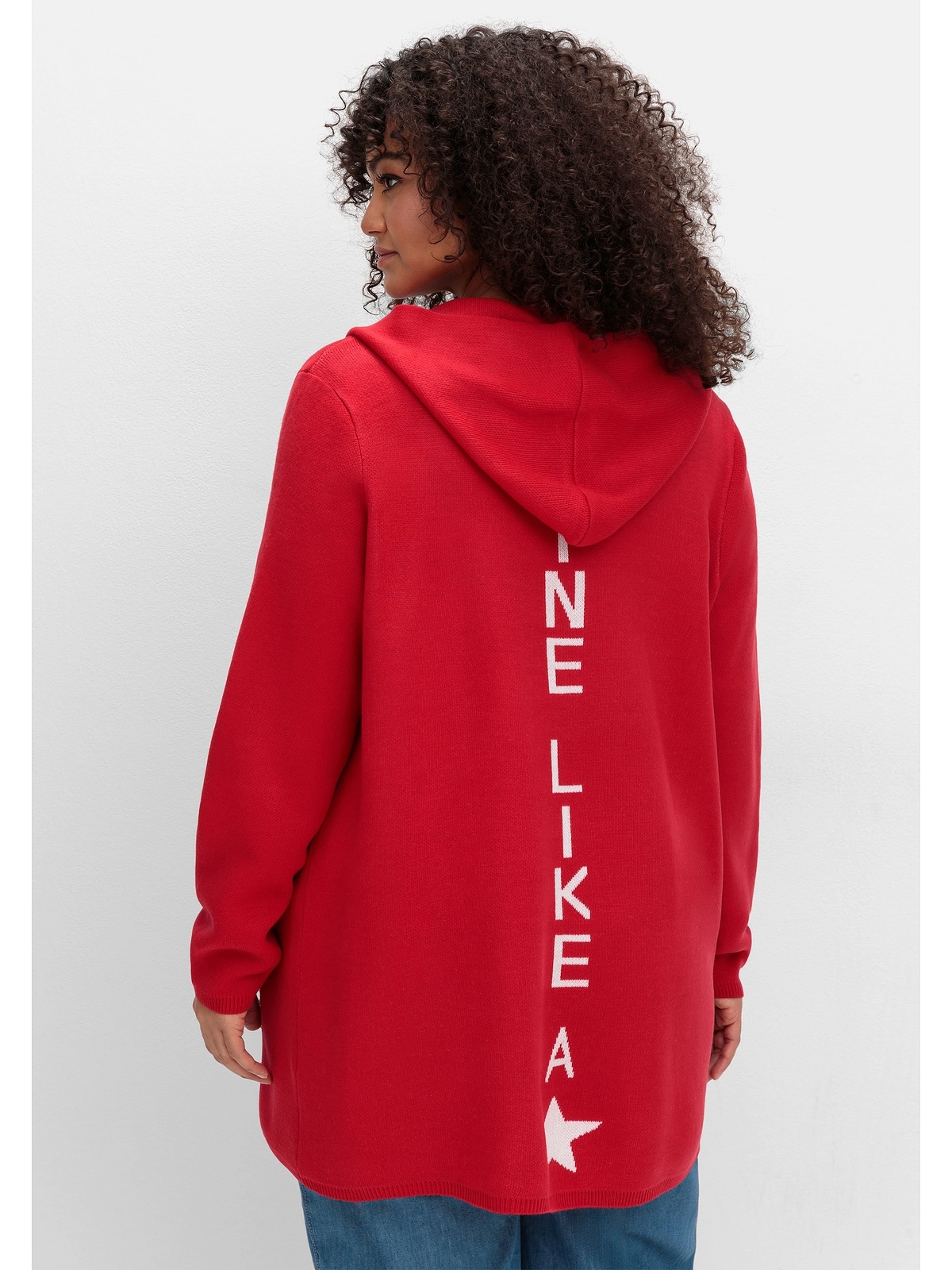 Sheego Strickjacke »Große Größen«, mit Kapuze und Jacquard-Details