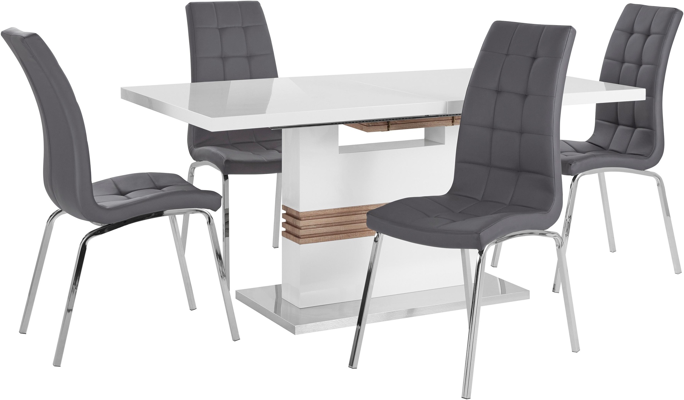 INOSIGN Essgruppe "Perez/Lila" Set, 5 Stk. tlg. mit 4 Stühlen, Tisch auszie günstig online kaufen
