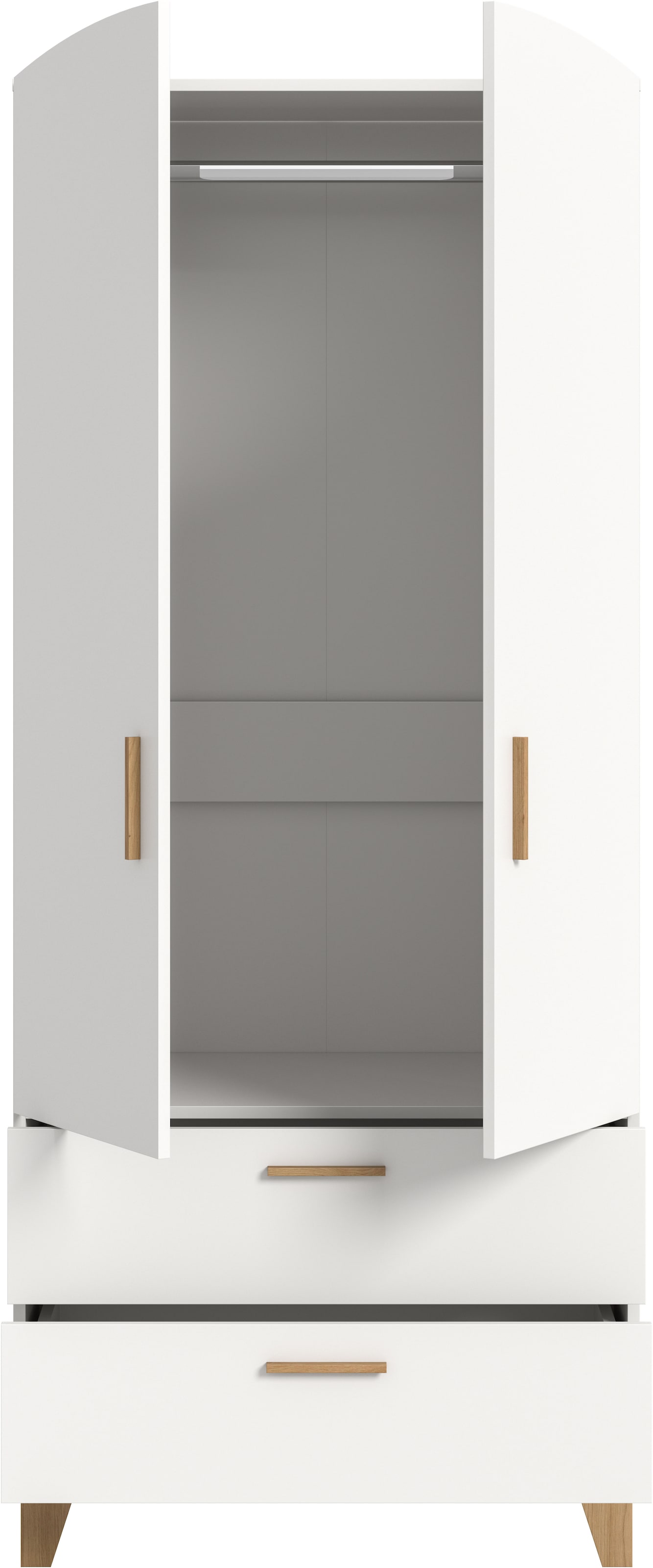 Home affaire Kleiderschrank »LASSE, Schlafzimmerschrank, Garderobe, Schrank« in verschiedenen Breiten erhältich, im Scandi-Look, 1 Stk. tlg. 2 Türen, 2 Schubkästen, 1 Konstruktionsboden, 1 Kleiderstange
