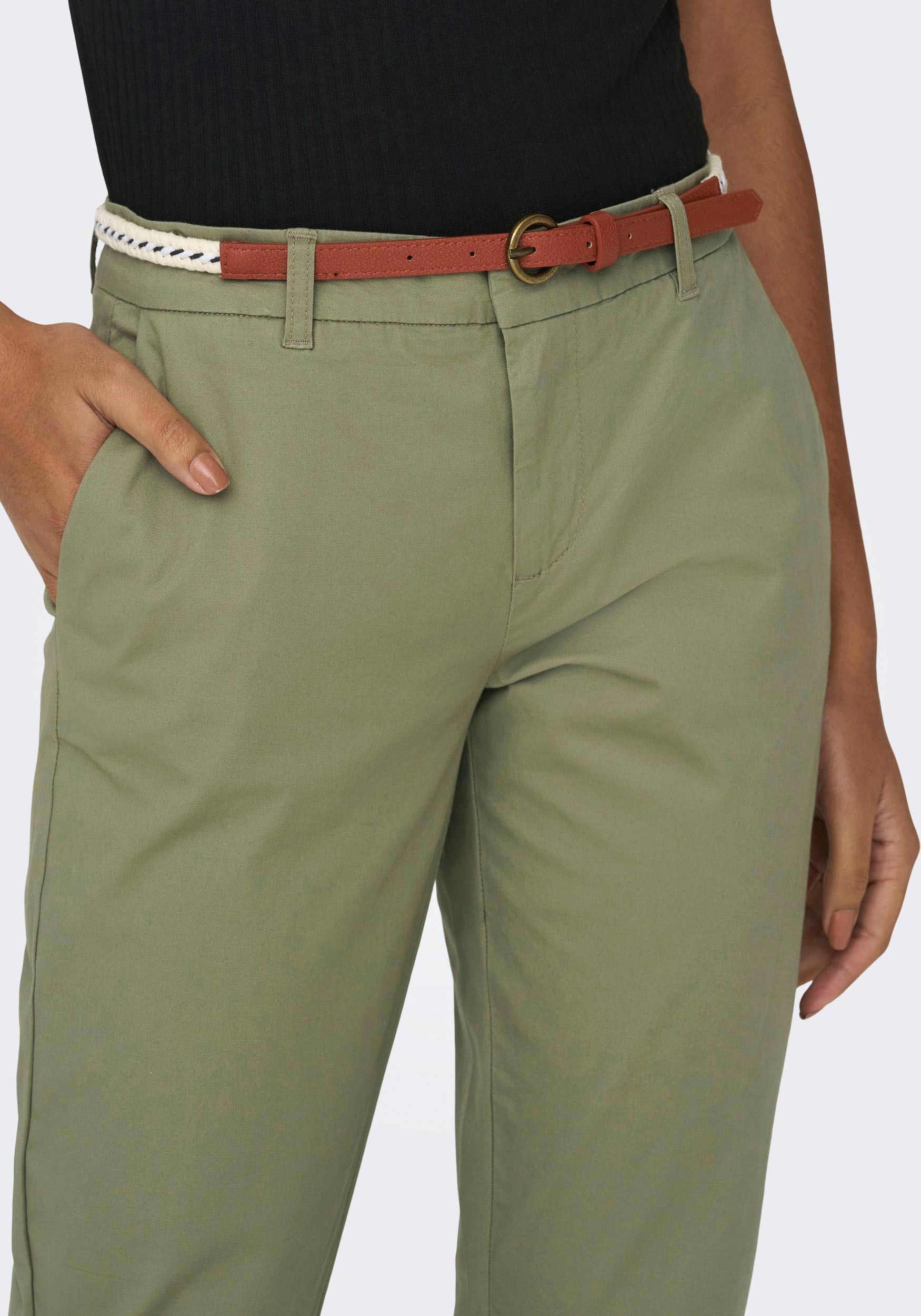ONLY Chinohose "ONLBIANA – Chinohose mit Gürtel und Umschlagsaum", slim fit günstig online kaufen