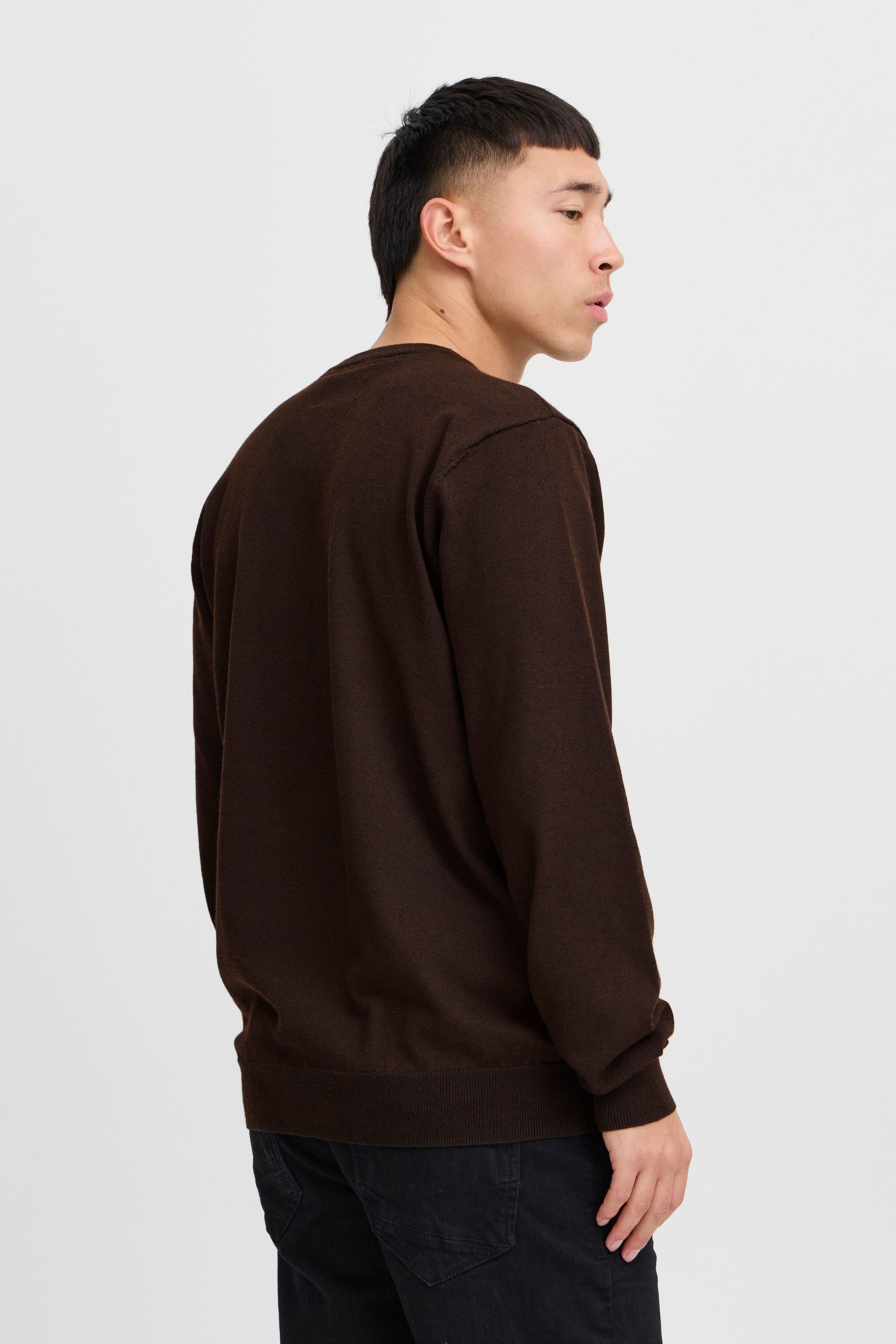 Longpullover BLEND "BHBruton", Herren, Gr. S, chicory coffee, 100% Polyester, meliert, normal normal, Rundhals, Pullover Longpullover, Stilvoller melierter Strickpullover 6