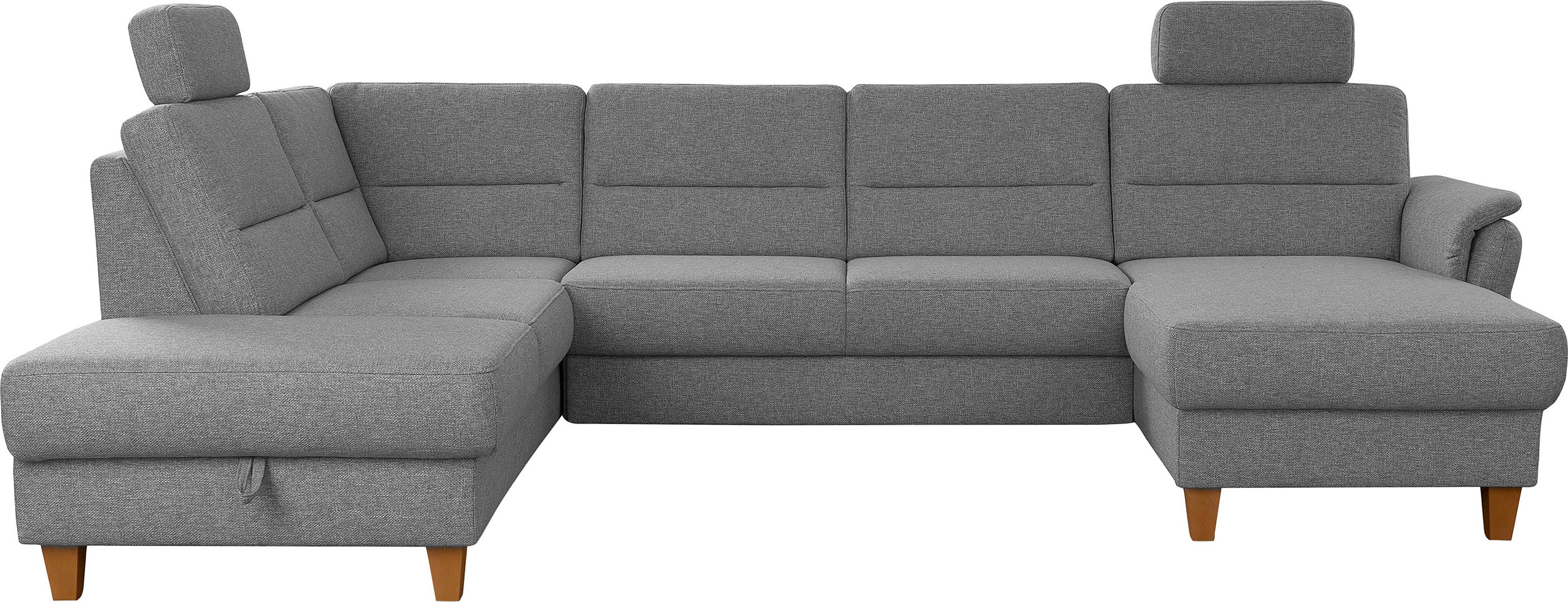 Home affaire Wohnlandschaft "Palmera U-Form, B: 308 cm, große Stoff + Leder Auswahl" mit Schlaffunktion, optional Bettkasten, Federkern, XXL-Wohnlandschaft