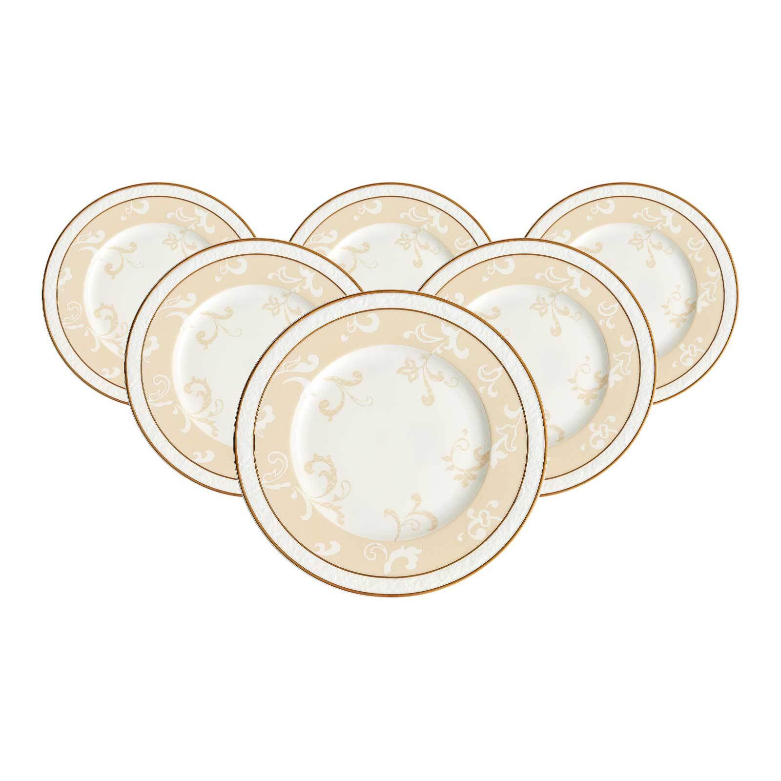 Villeroy & Boch Frühstücksteller "Frühstücksteller Ivoire ø 22,7 cm 6er Set weiß-gold"