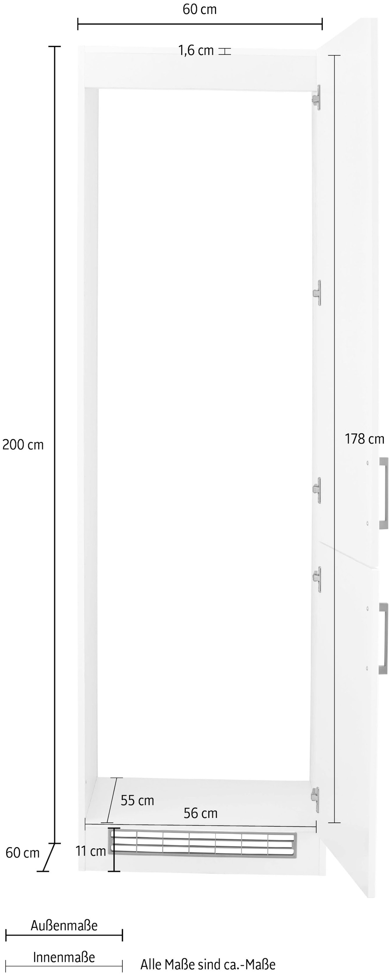 HELD MÖBEL cm kaufen Nischenmaß hoch, 178 | 60 cm BAUR Metallgriffe, breit, 200 cm »Tinnum«, mit Kühlumbauschrank