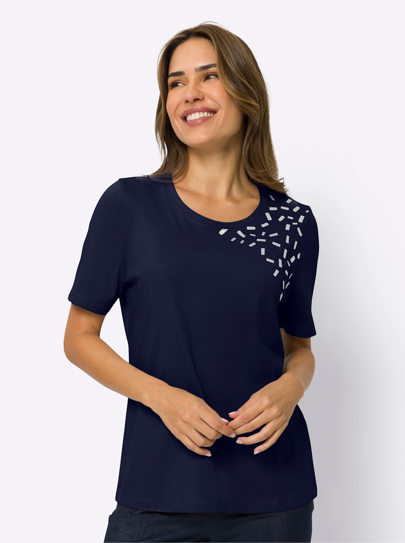 Women's Leisure Crew Neck T-Shirt Blue 46