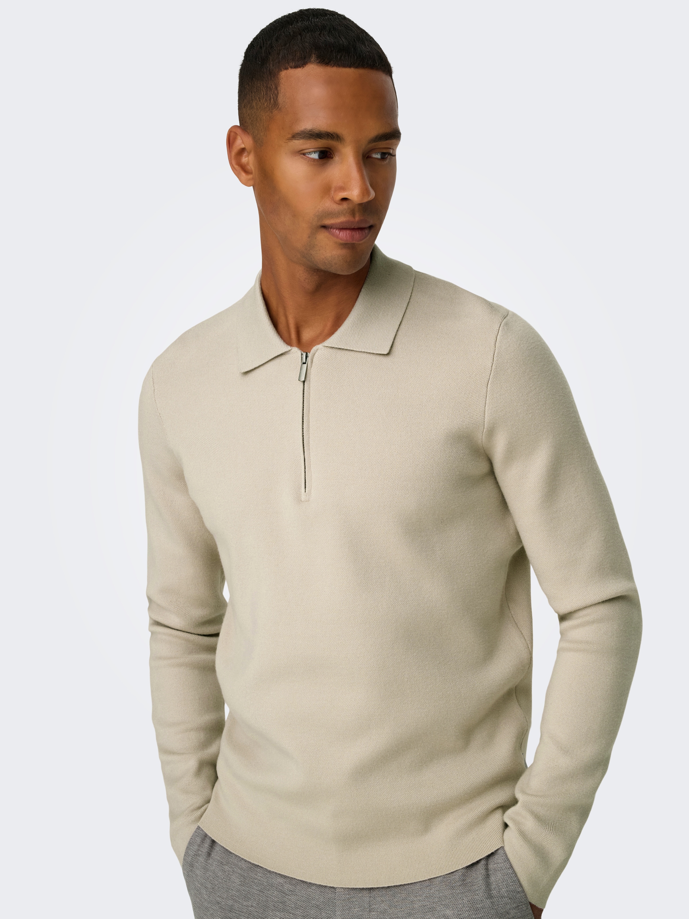 ONLY & SONS Polokragenpullover "ONSCOOPER REG LS 12 HALF ZIP POLO" günstig online kaufen