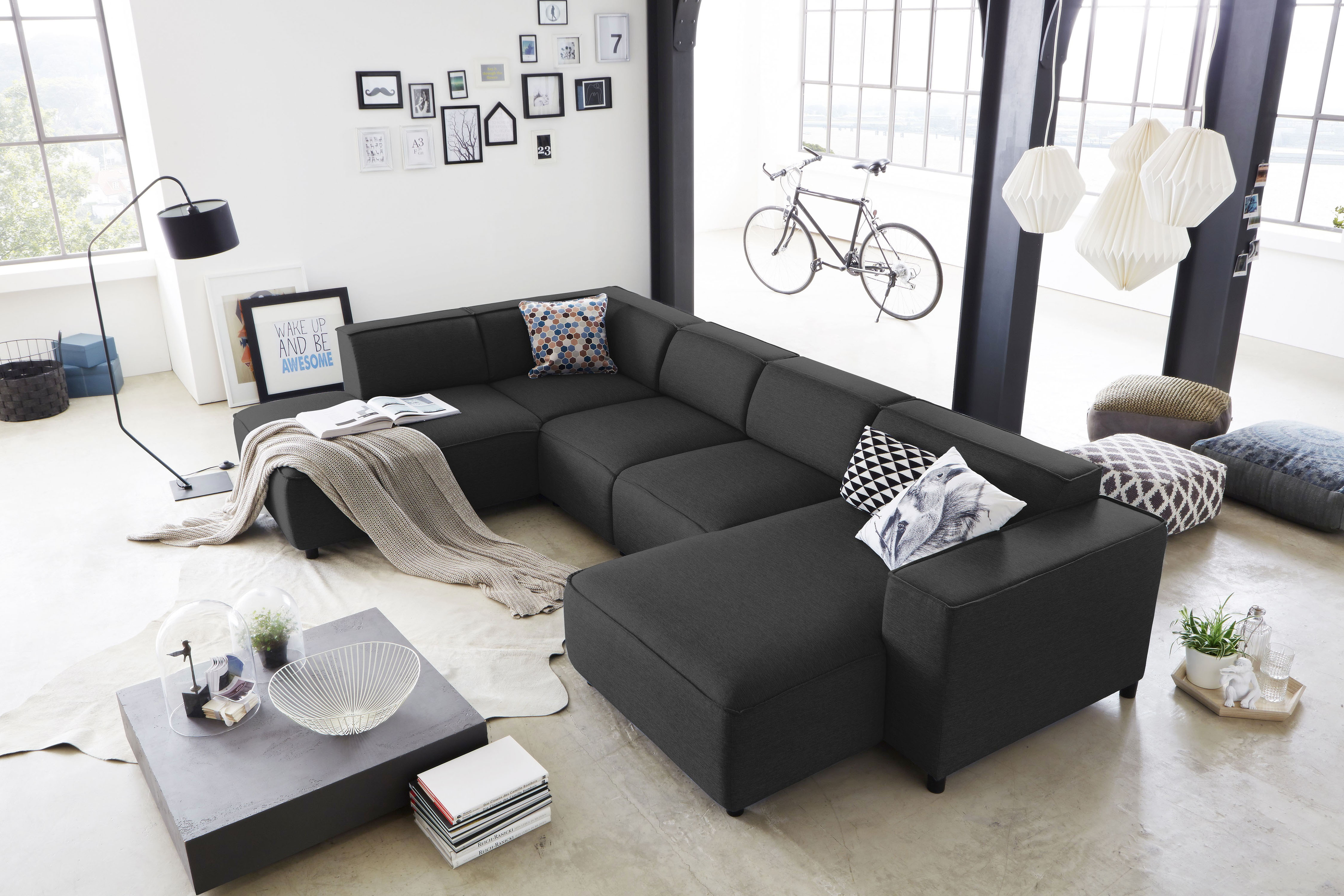 OTTO home Wohnlandschaft "Bulky U-Form" in U-Form und XXL Sitzfläche, modular aufgebaut