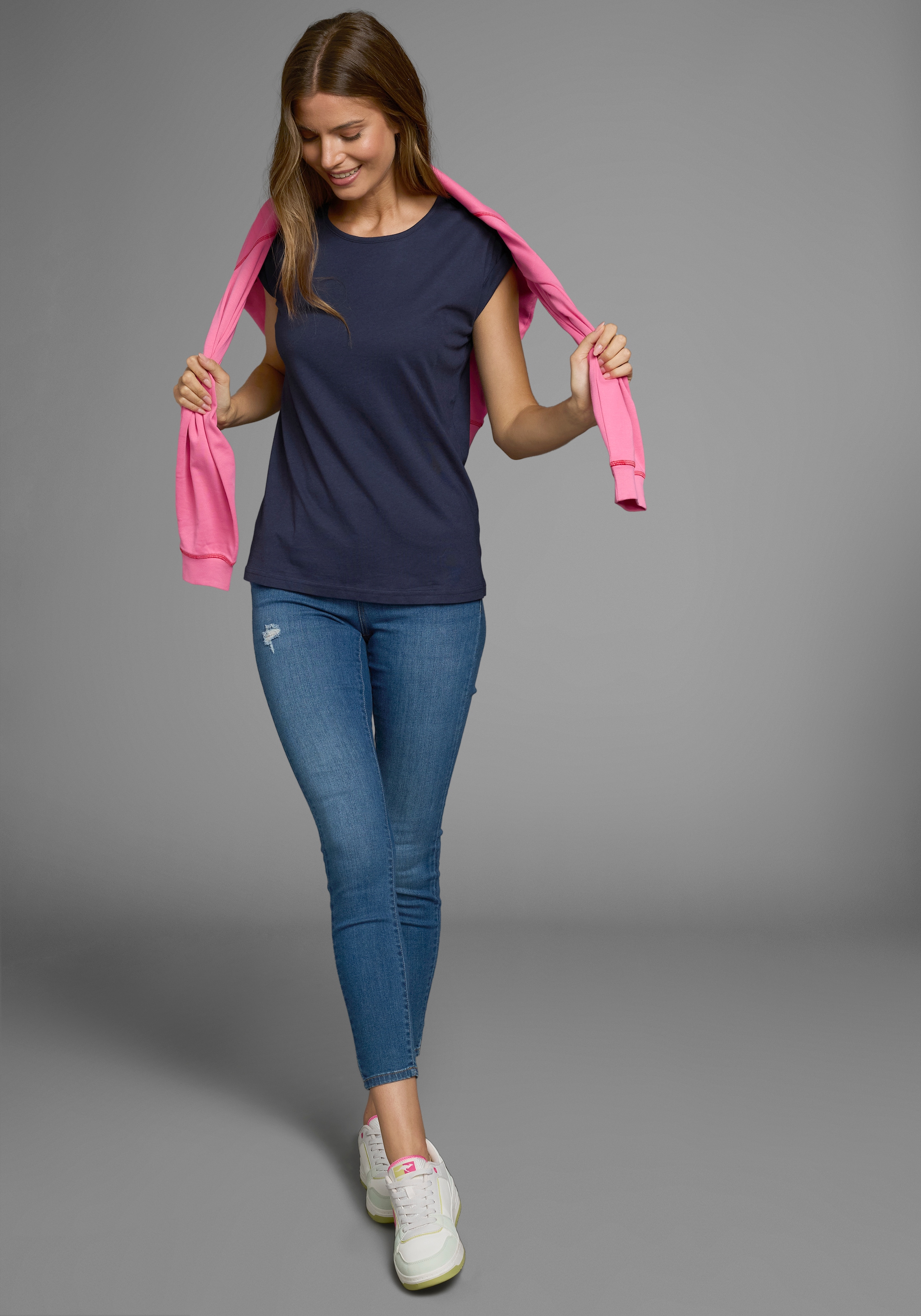 Flashlights T-Shirt, (Packung, 2 tlg., 2er-Pack), Kurzarm, figurbetont, unifarben, Rundhals, für jeden Anlass