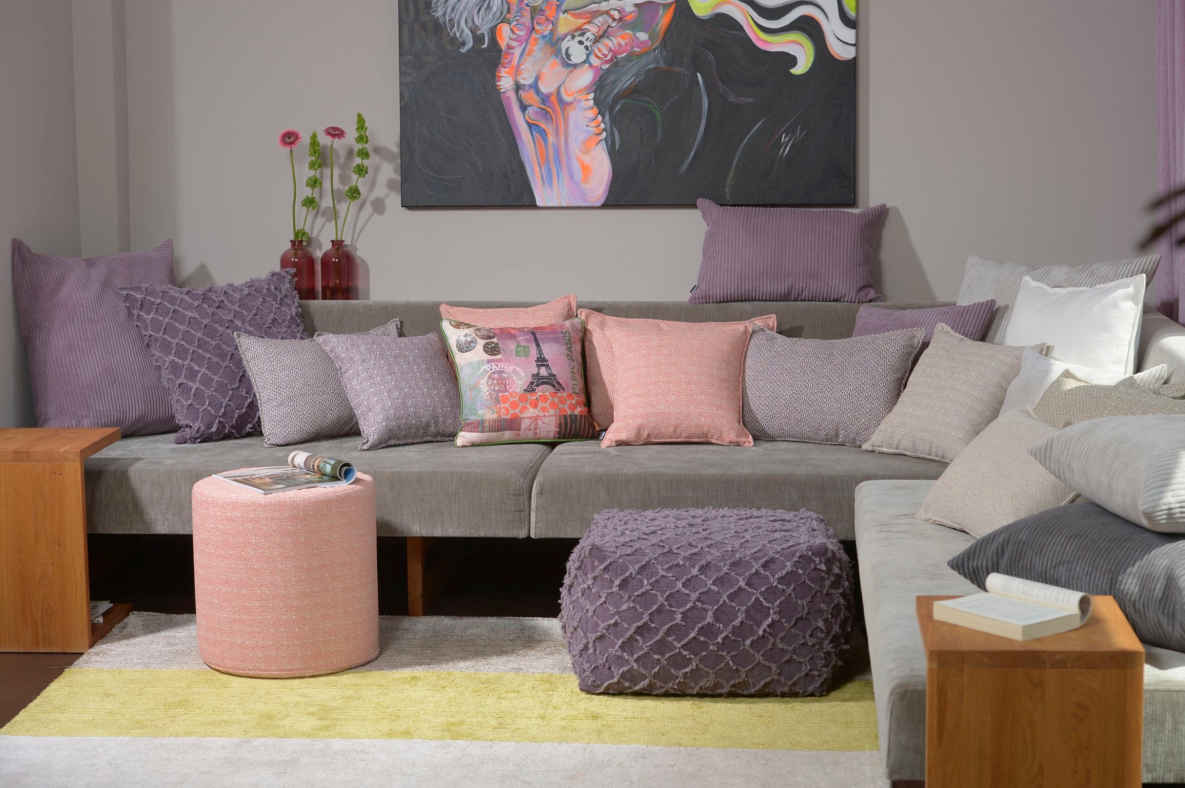 H.O.C.K. Dekokissen "Ivy" leicht gemustert, Kissenhülle mit Füllung, 1 Stüc günstig online kaufen