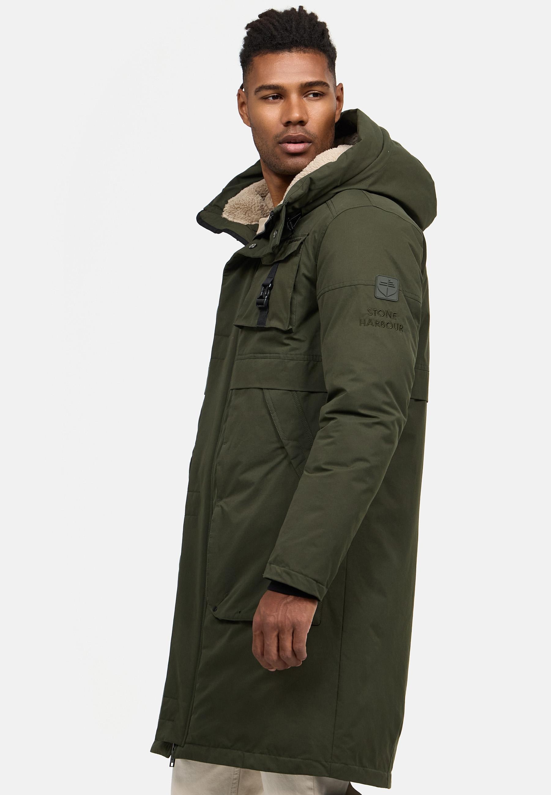 Stone Harbour Wintermantel »Cyriaan XX«, Langer Herren Winterparka mit großen Eingrifftaschen