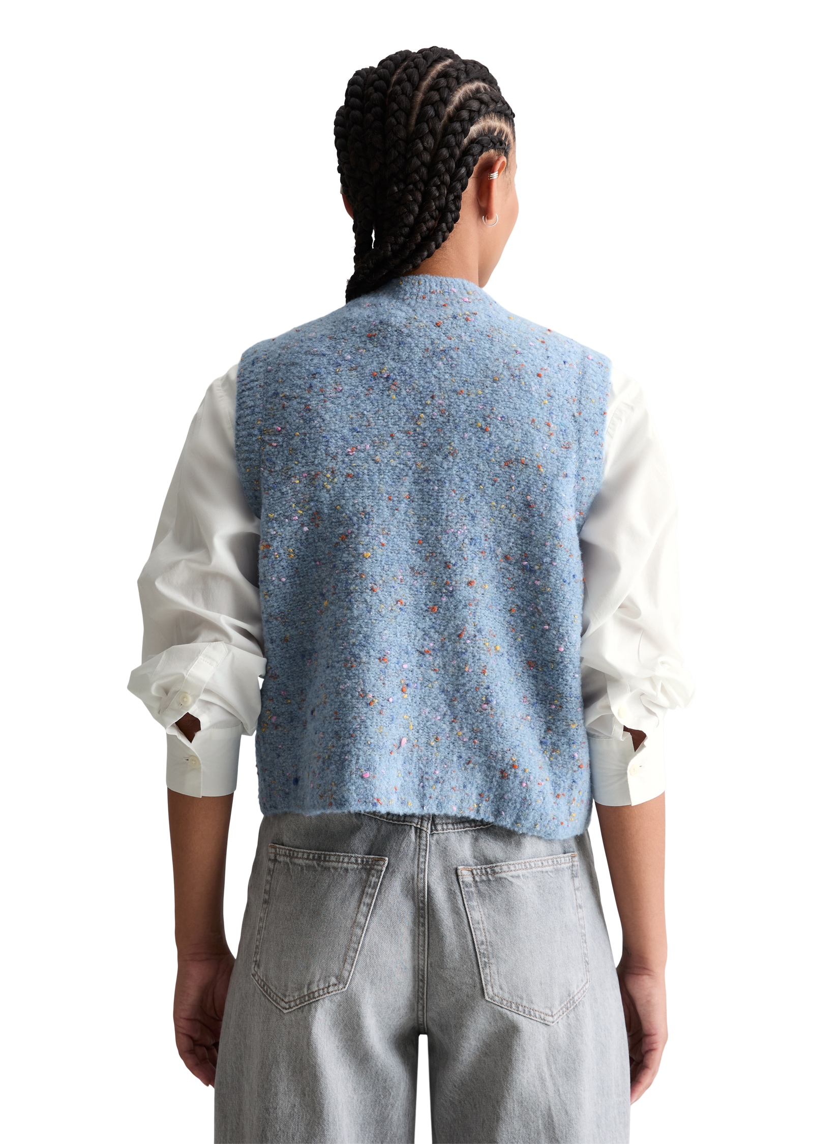 Marc O'Polo DENIM Strickweste ärmelloser Bouclé-Cardigan regular fit aus Schurwolle-Viskose-Mix