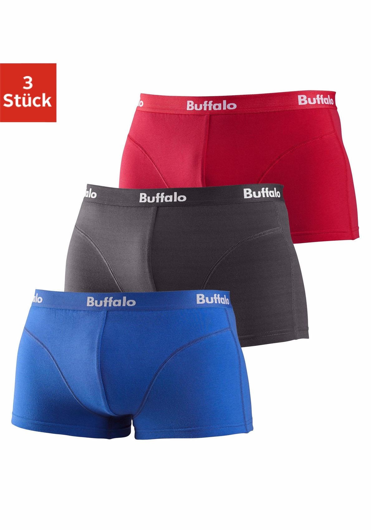 Buffalo Hipster, (Packung, 3 St.), knapp sitzende Boxershorts aus Baumwollmischung