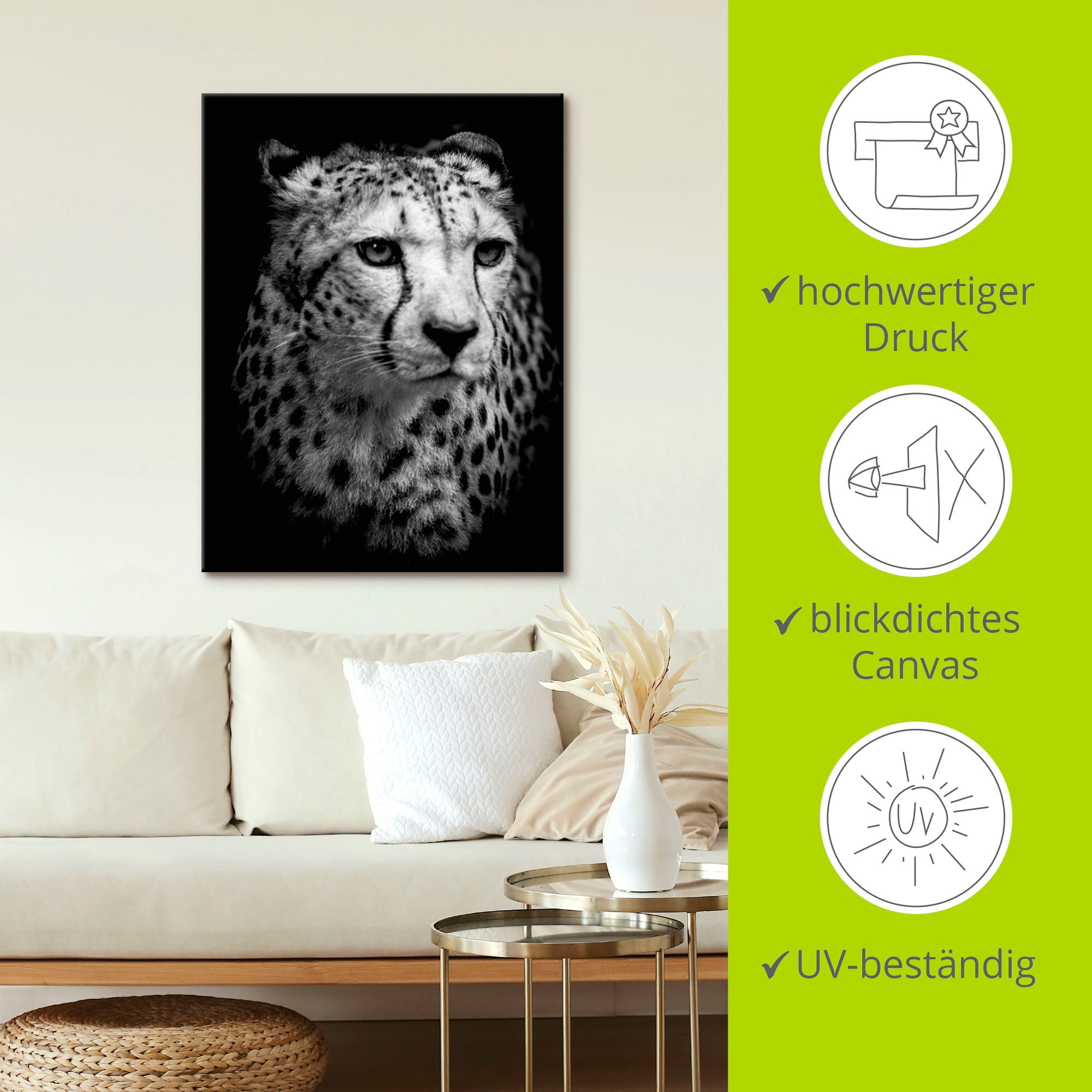 Artland Wandbild »Der Gepard«, Wildtiere, (1 St.), als Alubild, Outdoorbild, Leinwandbild, Wandaufkleber, versch. Größen