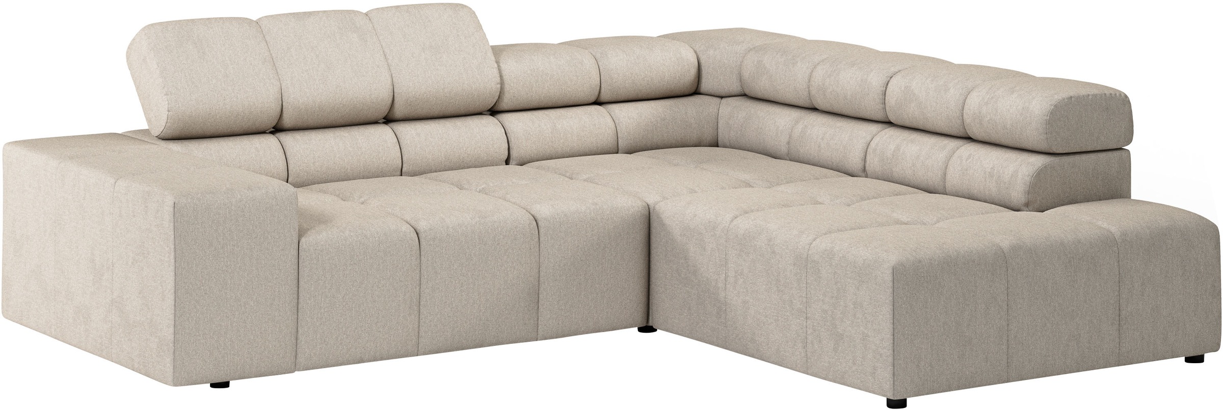 INOSIGN Ecksofa »Ancona, incl. Kopfteilverstellung + 3 Zierkissen, L-Form, bequem«, wahlweise motorische Sitztiefenverstellung, B/T(H: 249/215/70 cm