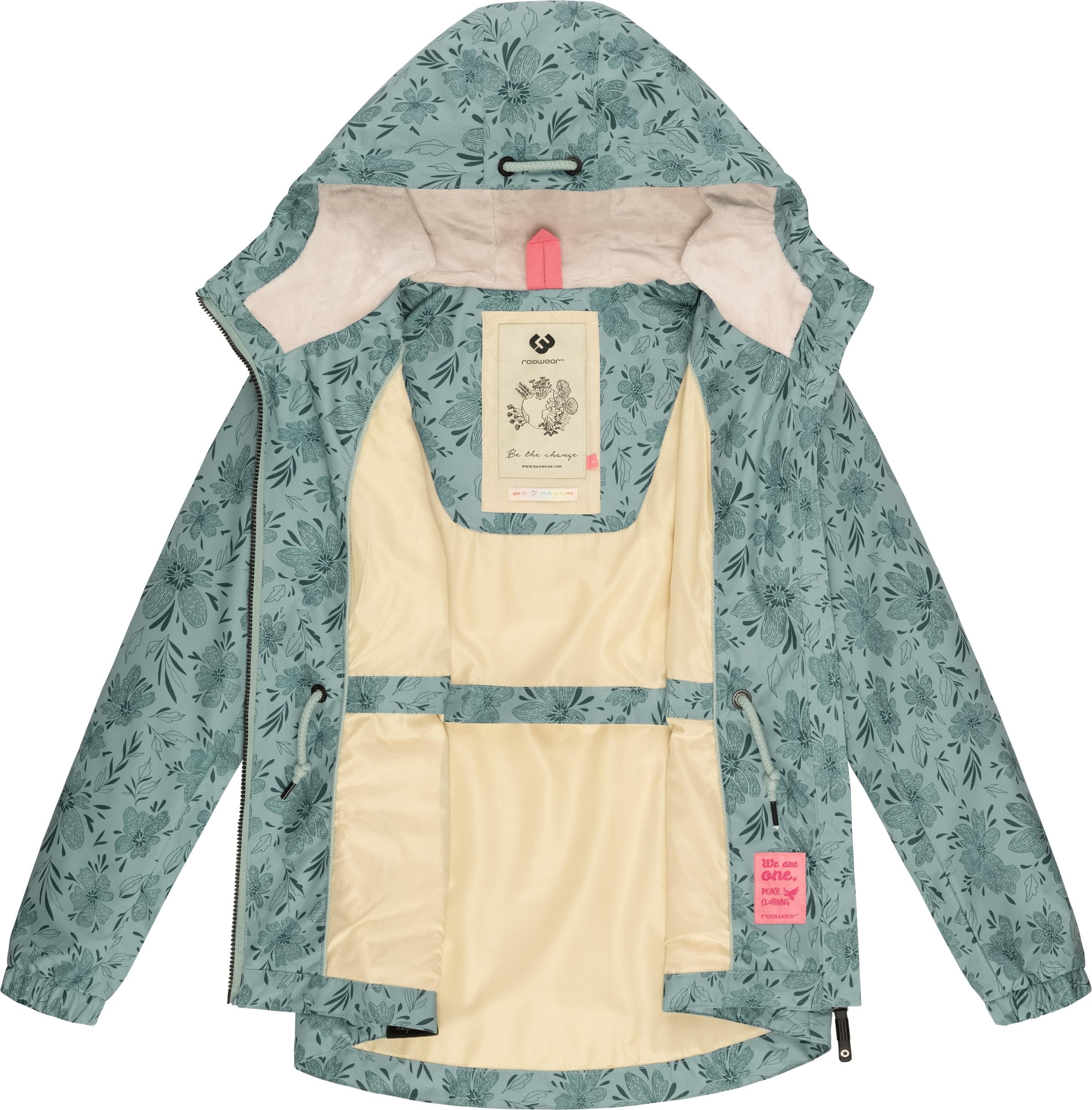 Ragwear Outdoorjacke »Dankka Spring«, mit Kapuze, Wasserdichte Damen Jacke mit floralem Allover-Print