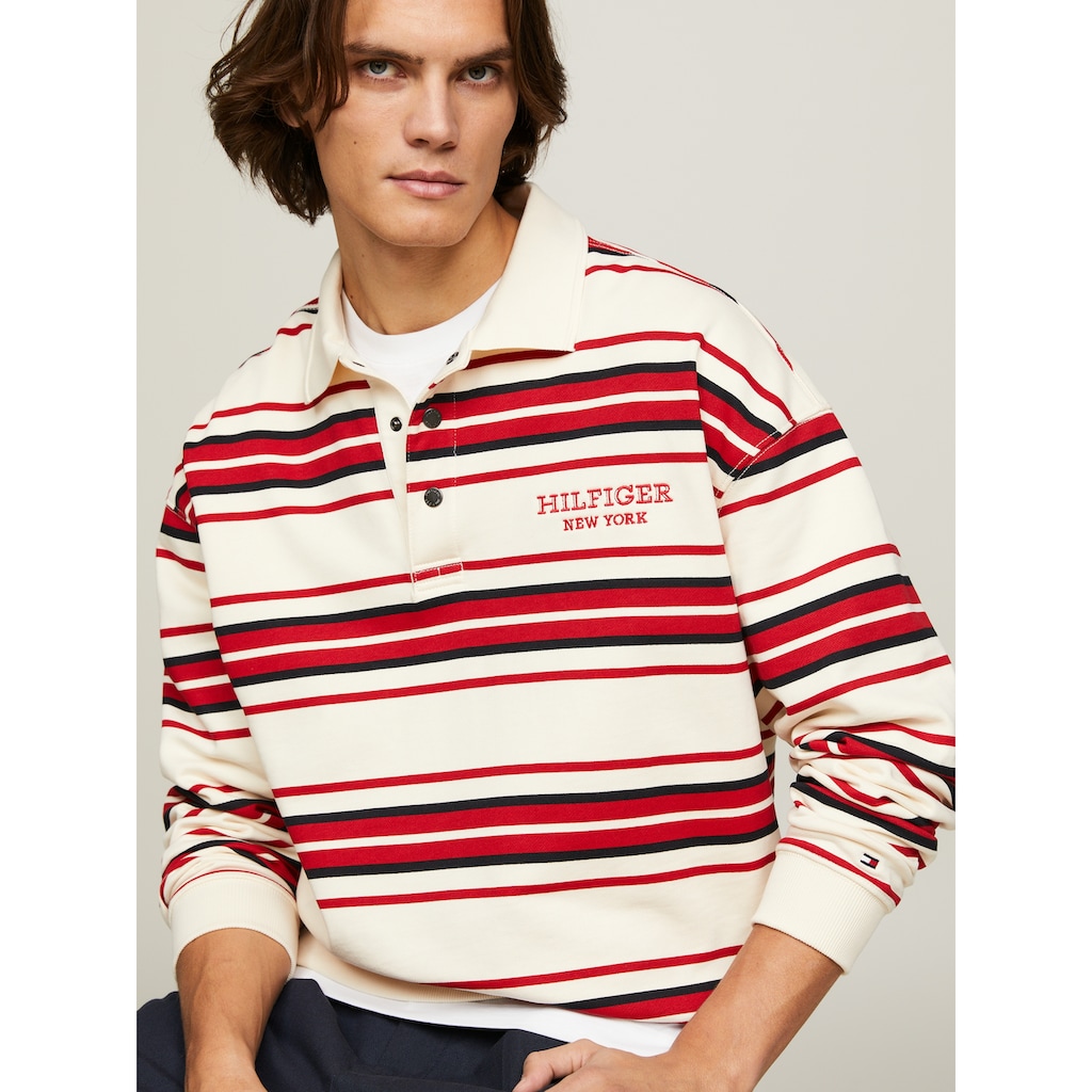 Tommy Hilfiger Rugbyshirt »MONOTYPE STRIPE RUGBY«, Markenstickerei